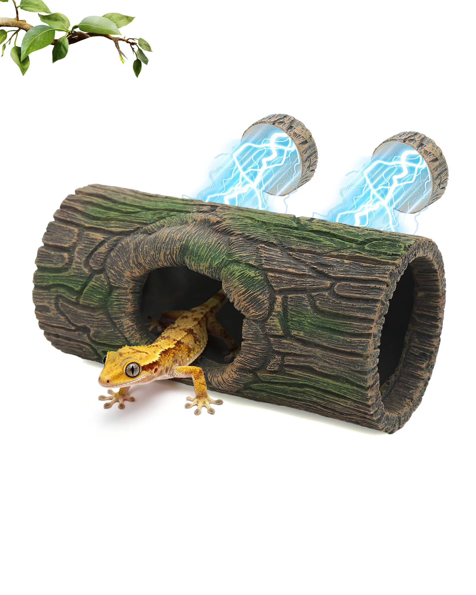 Smart REPTITRIP Magnetic Crested Gecko Hide – Resin Hollow Log Cave for Terrariums Exclusive