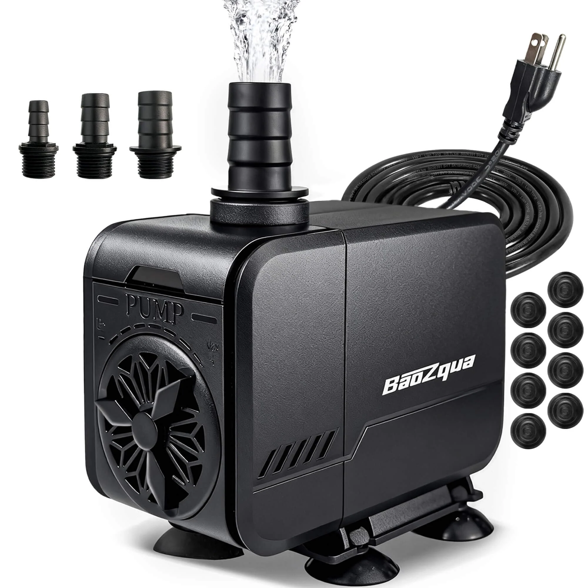 Trendy BaoZqua 580GPH Submersible Water Pump – Ultra Quiet 32W 7.8 ft Lift 3 Nozzles for Aquarium Pond Hydroponics Relaxed