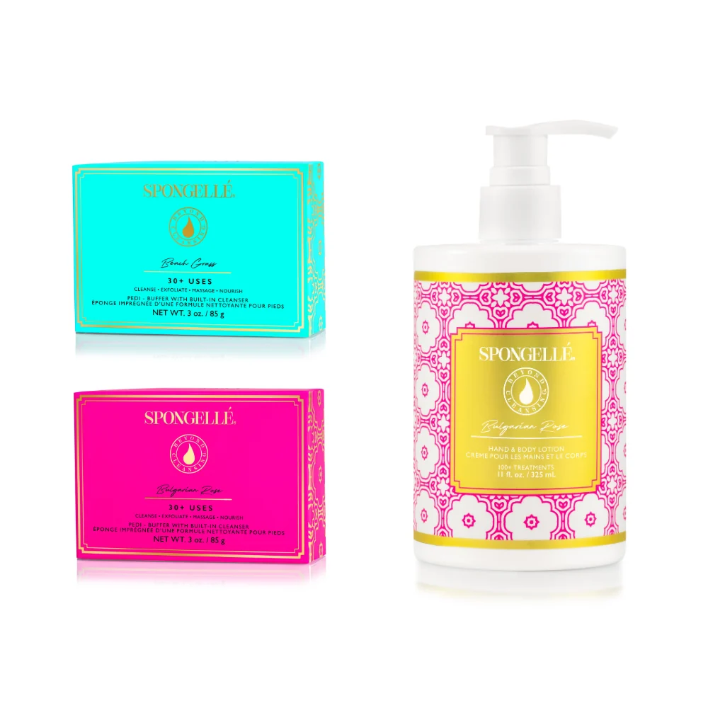 Safe Beach Grass Bulgarian Rose Pedi Buffer and Body Lotion Set Modern