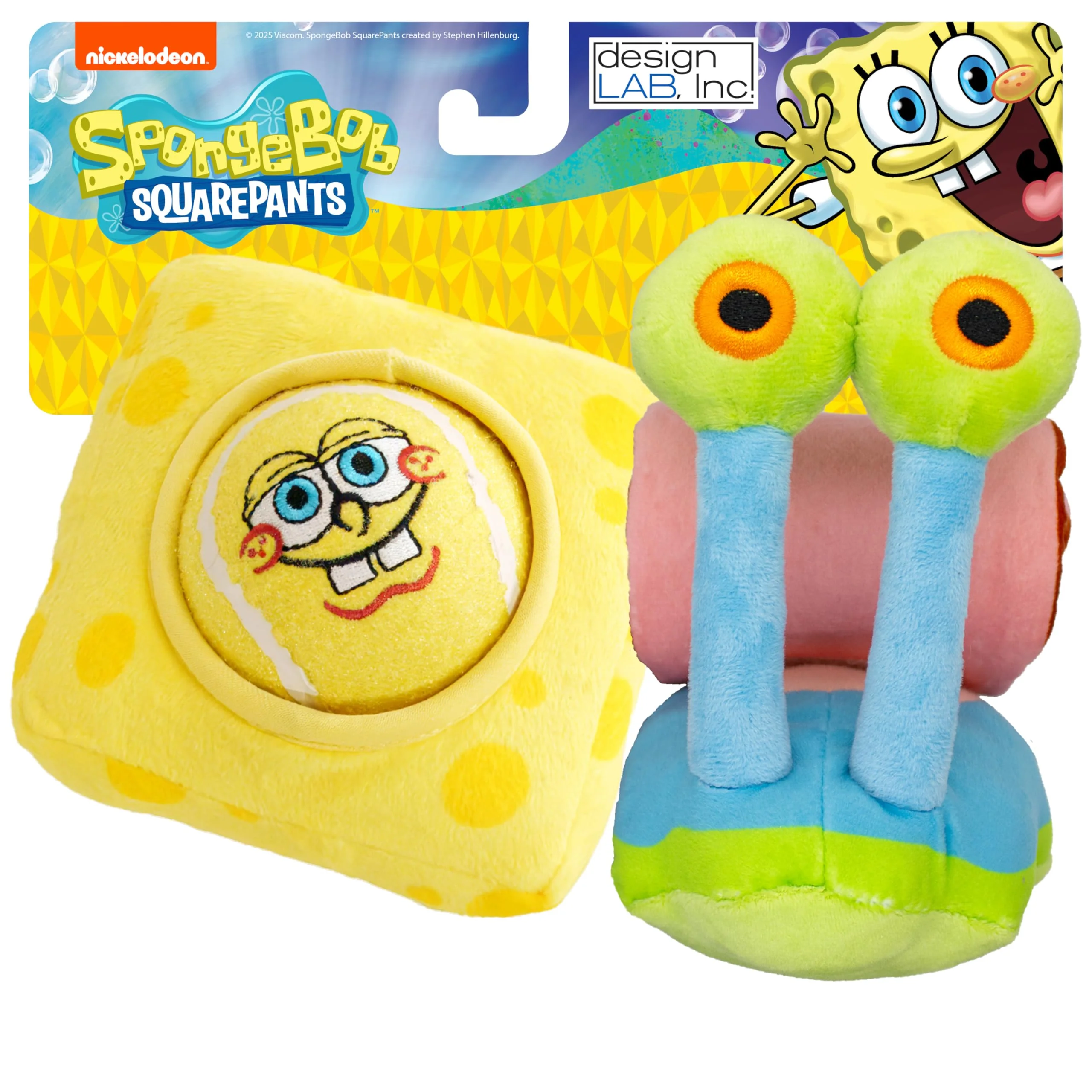 Top-Quality design LAB Inc. SpongeBob Plush Dog Toys Gary Nesting Snail SpongeBob Ball 2-Pack Flexible