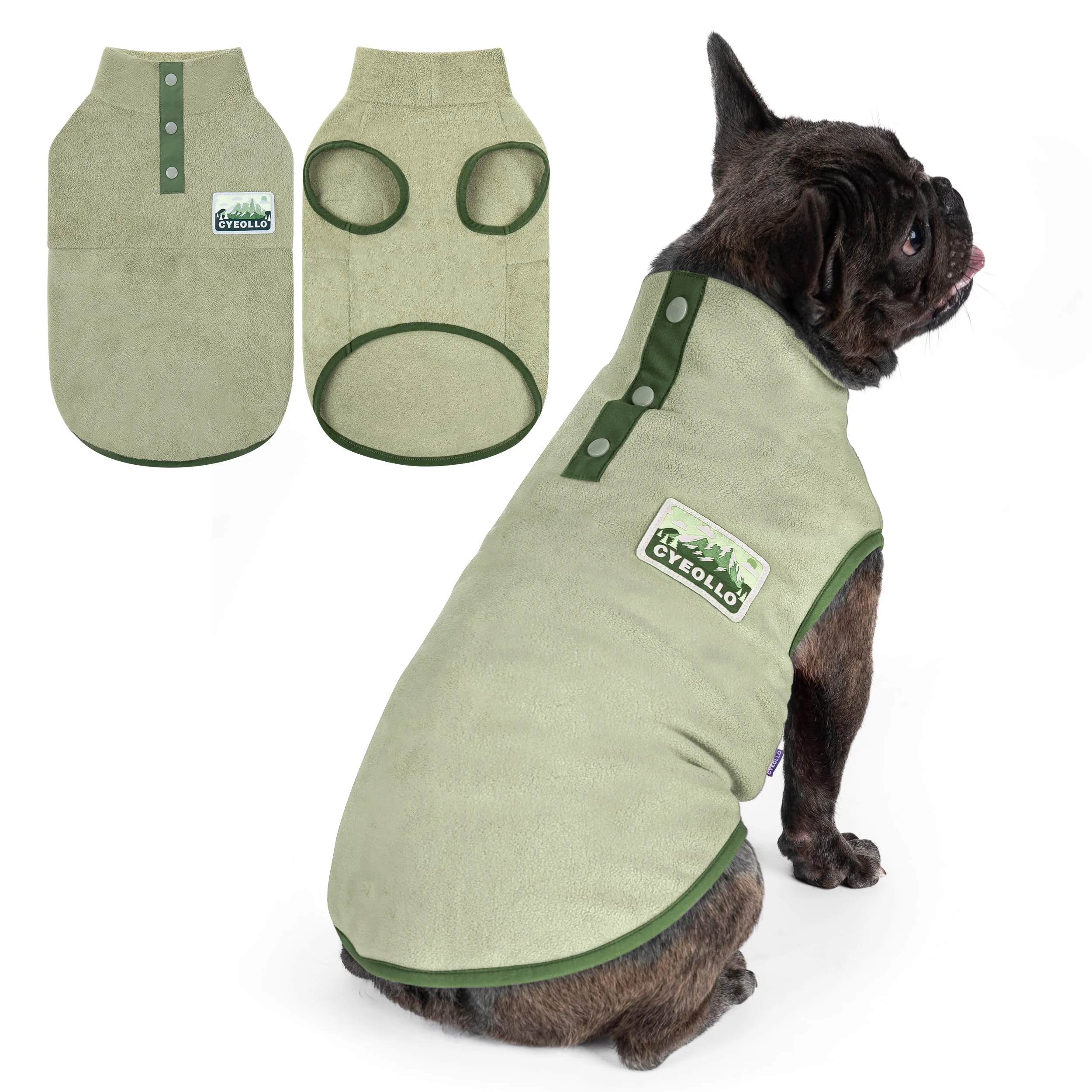 Organic cyeollo Fleece Dog Sweater — Warm Turtleneck Pullover for Small Dogs Green L Quality