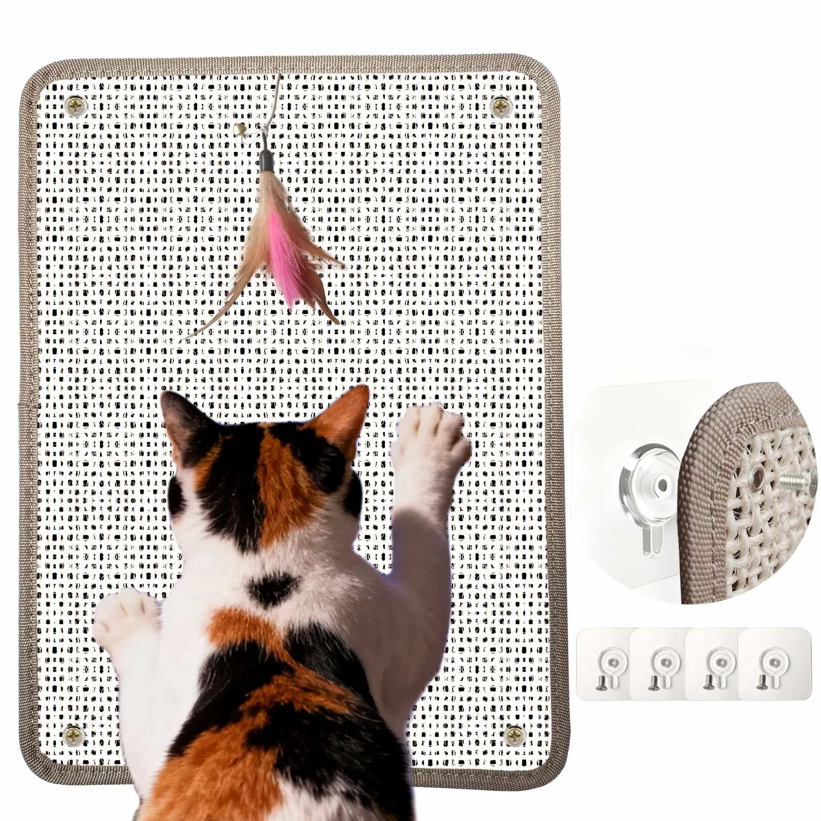 Eco-Friendly LAJEF Cat Nail File Scratcher – Natural Sisal Scratching Pad with 80-Grit Aluminum Oxide 16.65×13.58 in Practical