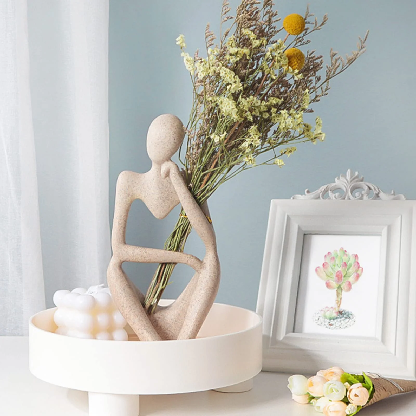 Smooth Dnoifne The Thinker Sculpture – Abstract Aquarium Ornament Left Large Modern Home Decor Figurine Selected
