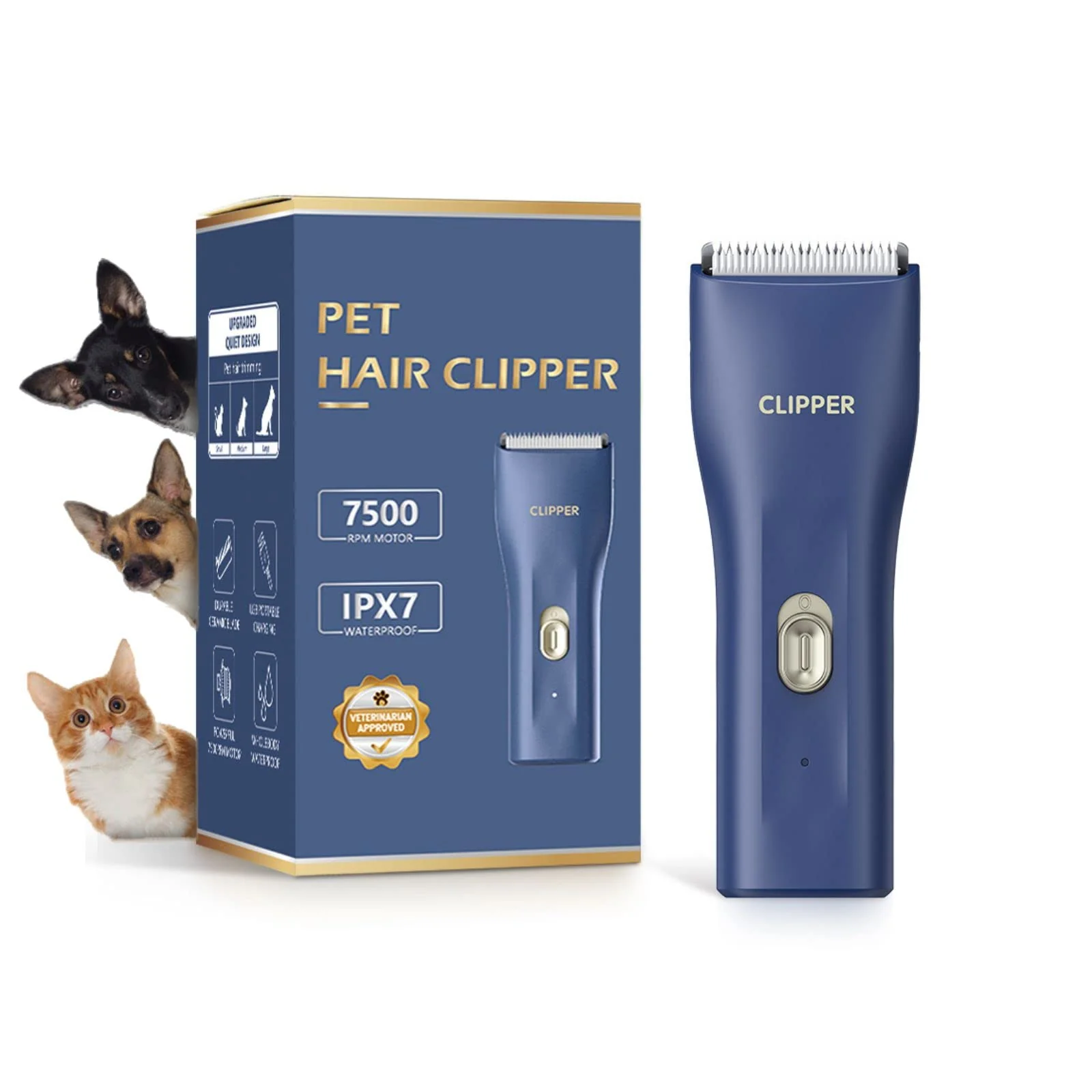Convenient Grimgrow Dog Grooming Kit Low-Noise Cordless Clipper for Thick Coats – 7500rpm IPX-7 World-Class