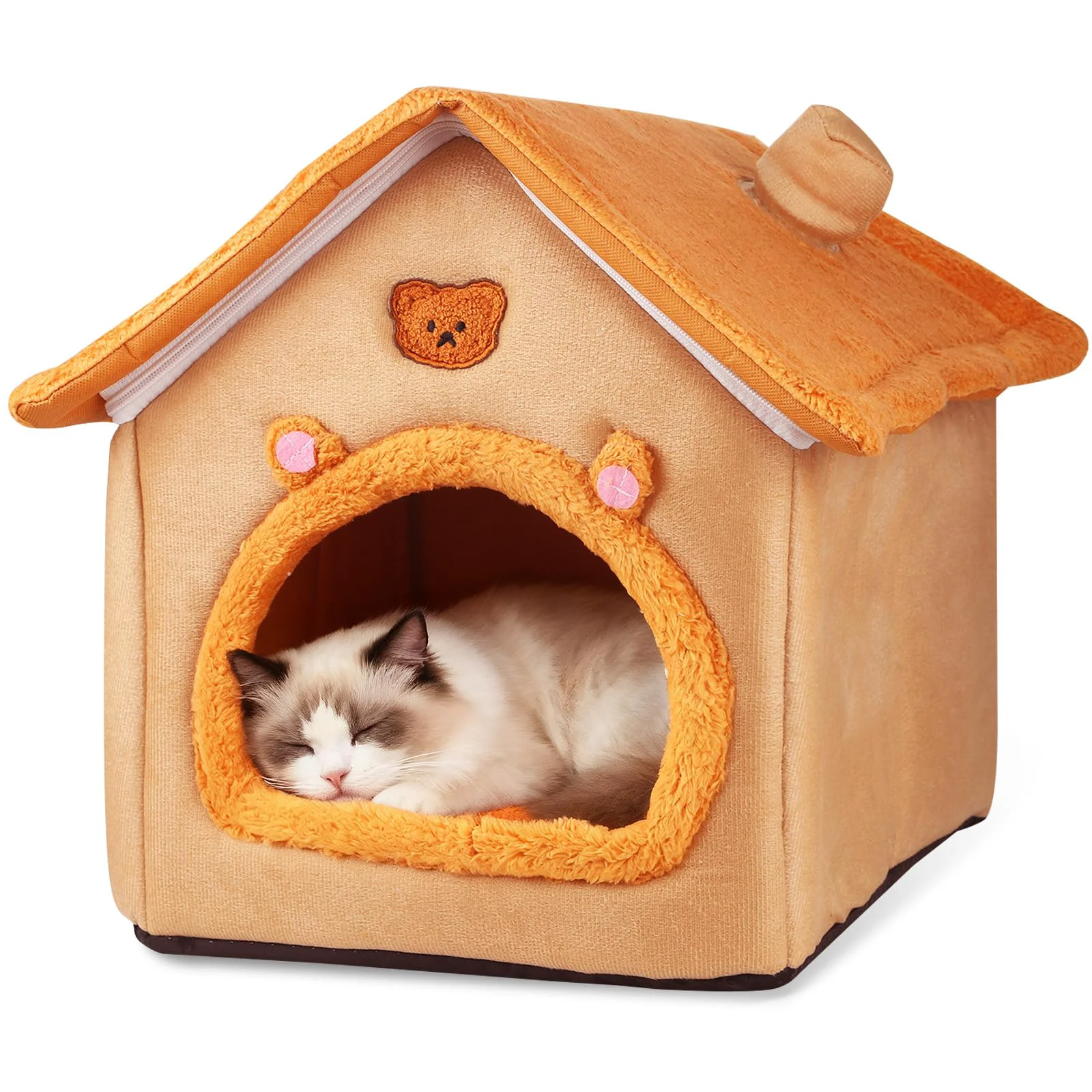 Long-Lasting BluGun Cat House Inside Cat Sleeping Tent with Non-Slip Bottom – Orange 15.75in Fine Crafted
