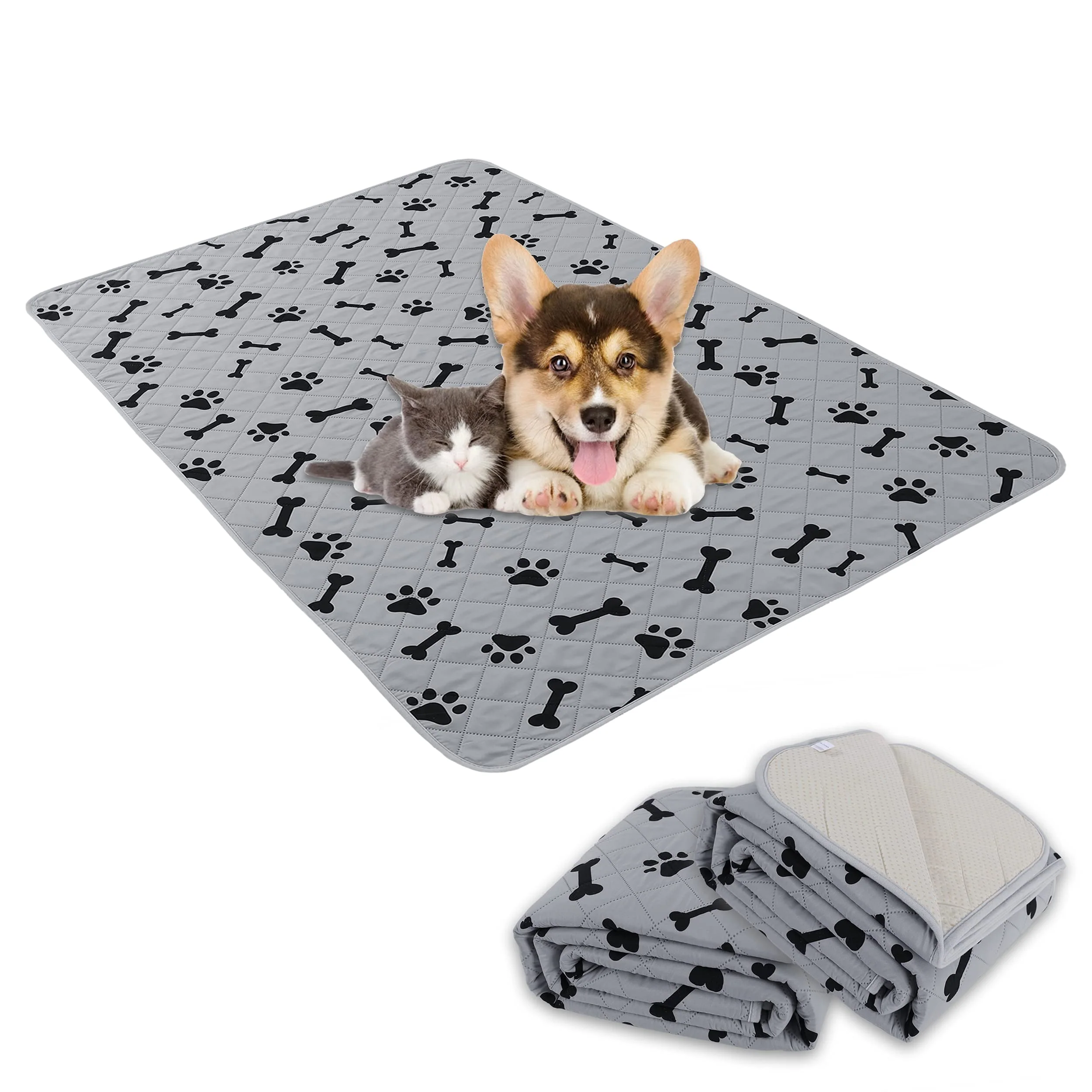 First-Class Nanbowang Wahable Dog Rugs Non-Slip Pee Pads for Small Dogs – Waterproof Reusable Crate Training Pads 2740 Gray Carefully Designed