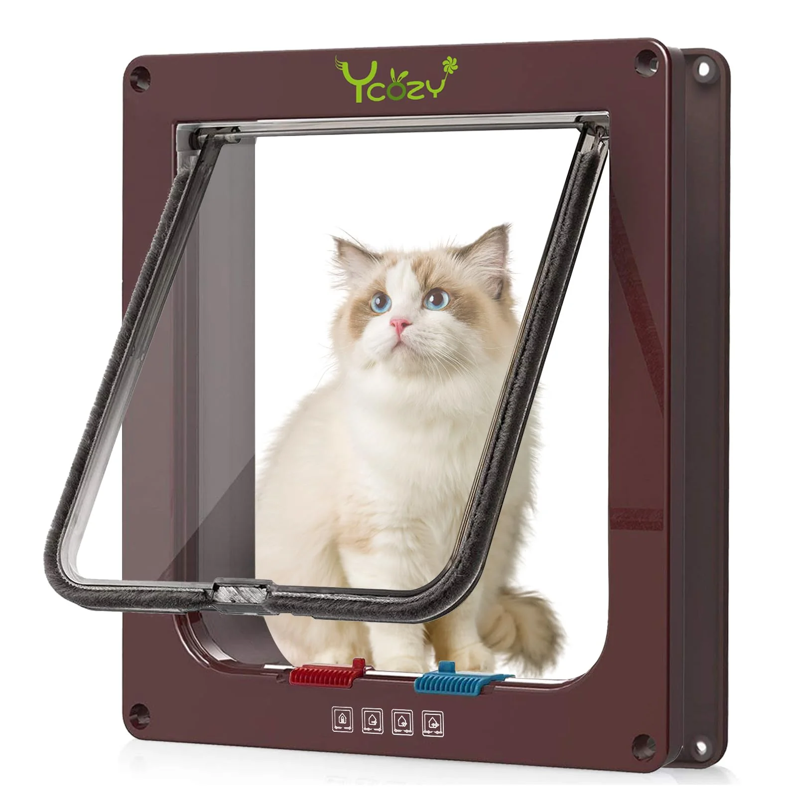 Minimalist Ycozy XL Cat Door 4-Way Locking Weatherproof Pet Door for Indoor Outdoor Doors 11 x 9.8 in Luxury