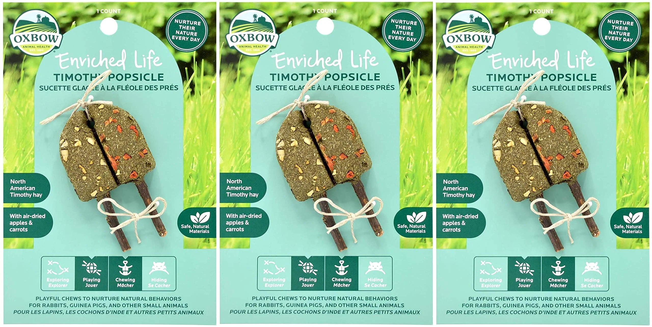 World-Class Oxbow 3 Pack Timothy Popsicle Small Pet Chew Toys – Enriched Life Natural