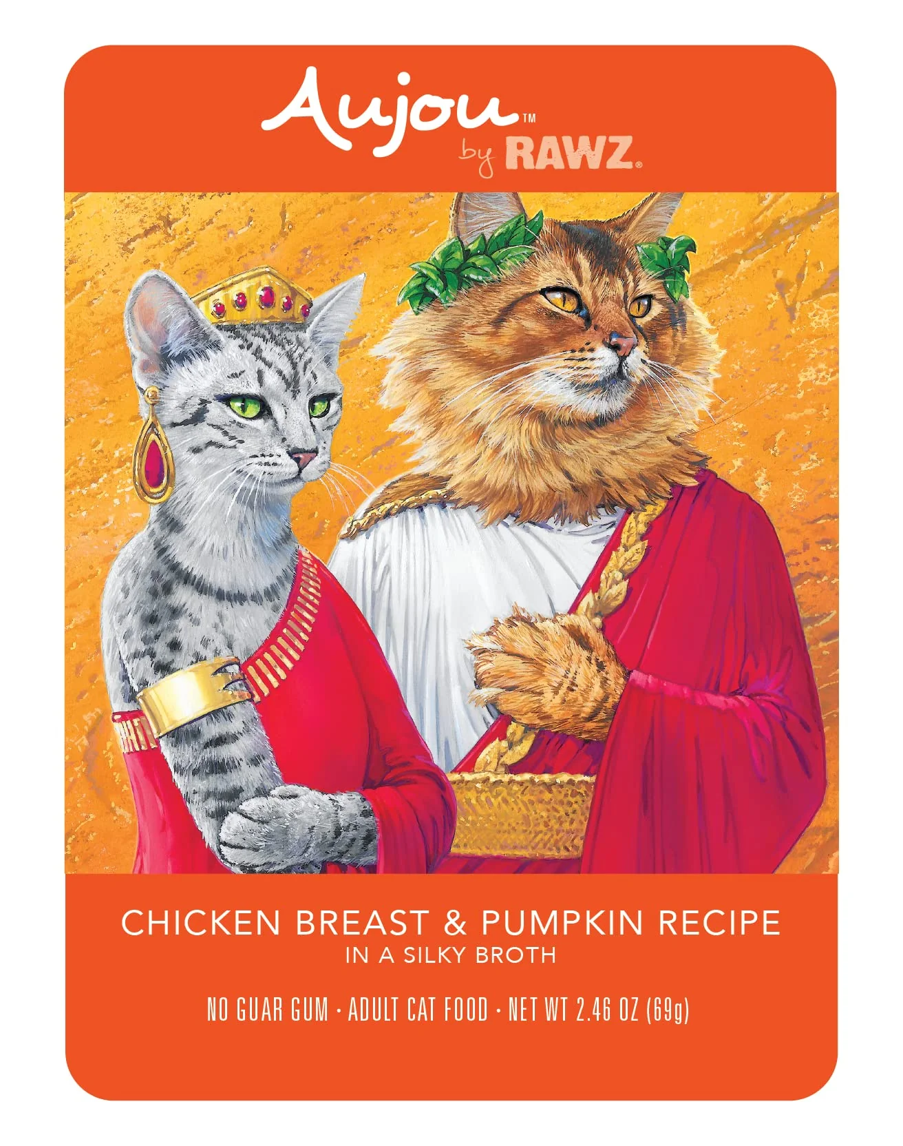 Unique Rawz Aujou Chicken Breast Pumpkin Cat Food — 8 Pouches 2.46 oz each First-Class