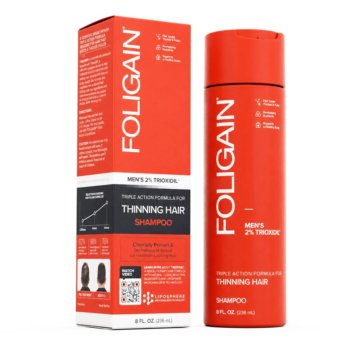 Original FOLIGAIN® Triple Action Shampoo For Thinning Hair For Men with 2 TRIOXIDIL® Luxury