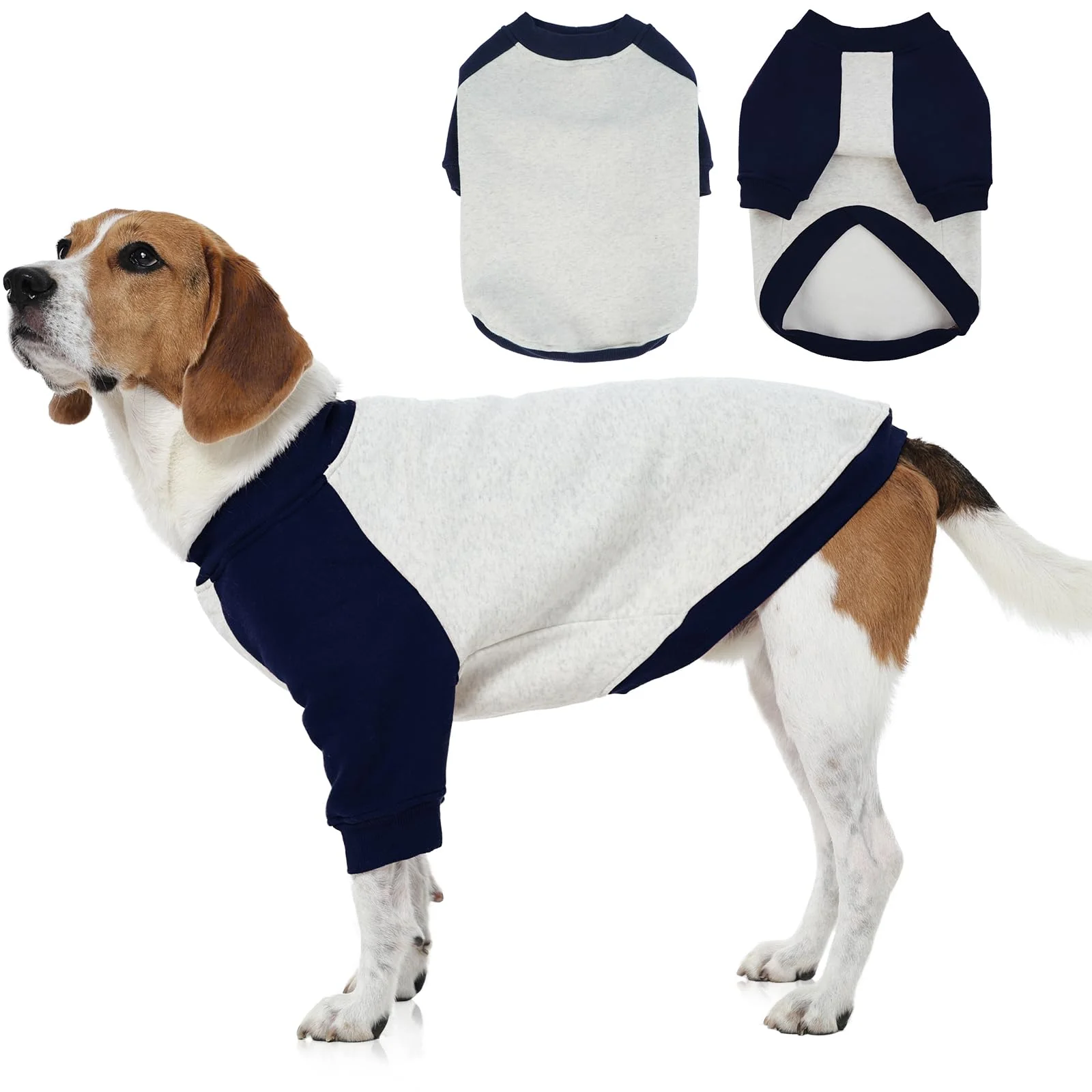 Safe FUAMEY Dog Sweatshirt Fleece-Lined for Medium Dogs – Blue Raglan Sleeve Pullover Relaxed