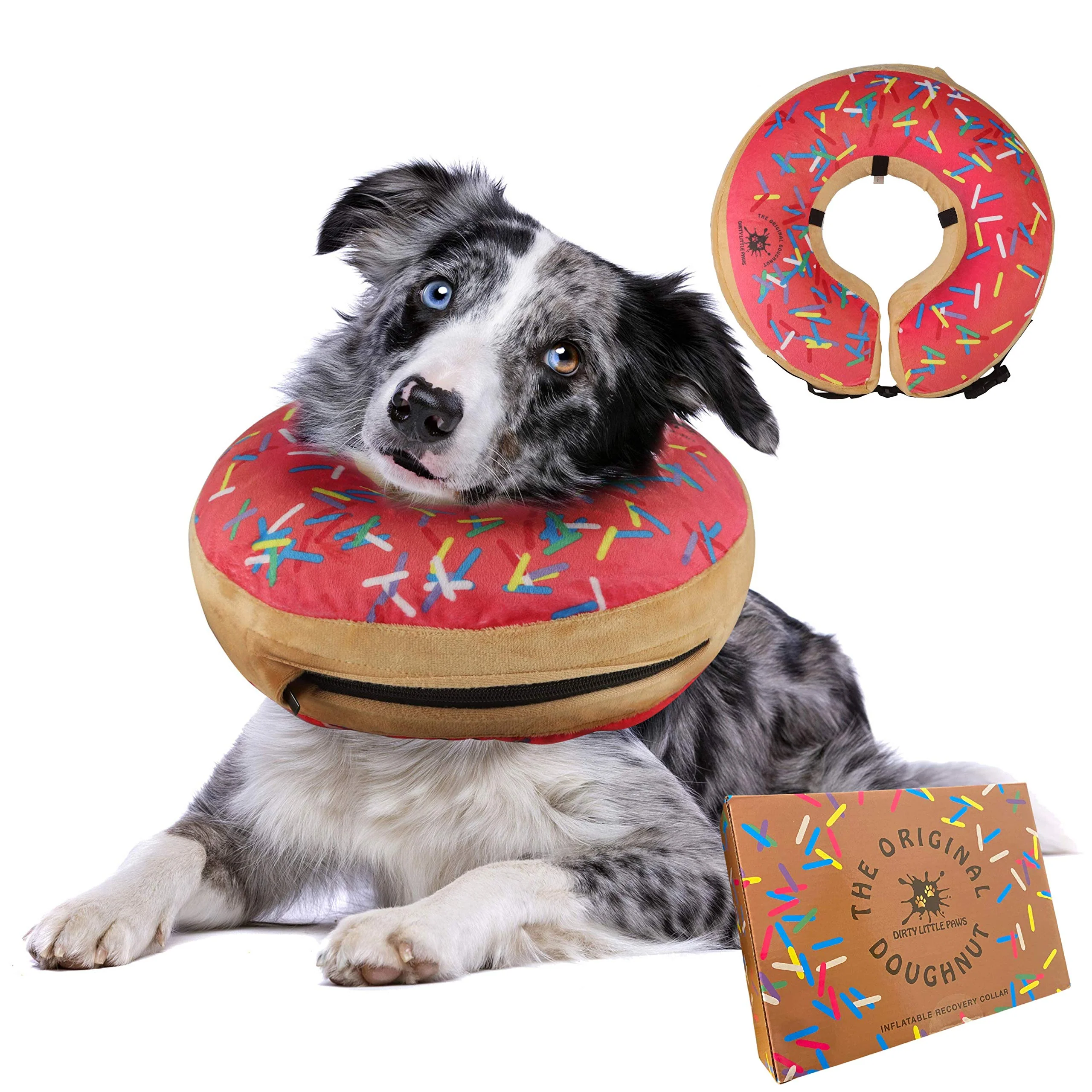 Organic Dirty Little Paws Dog Donut Collar Pink – Inflatable Post-Surgery Cone for Small Dogs Modern