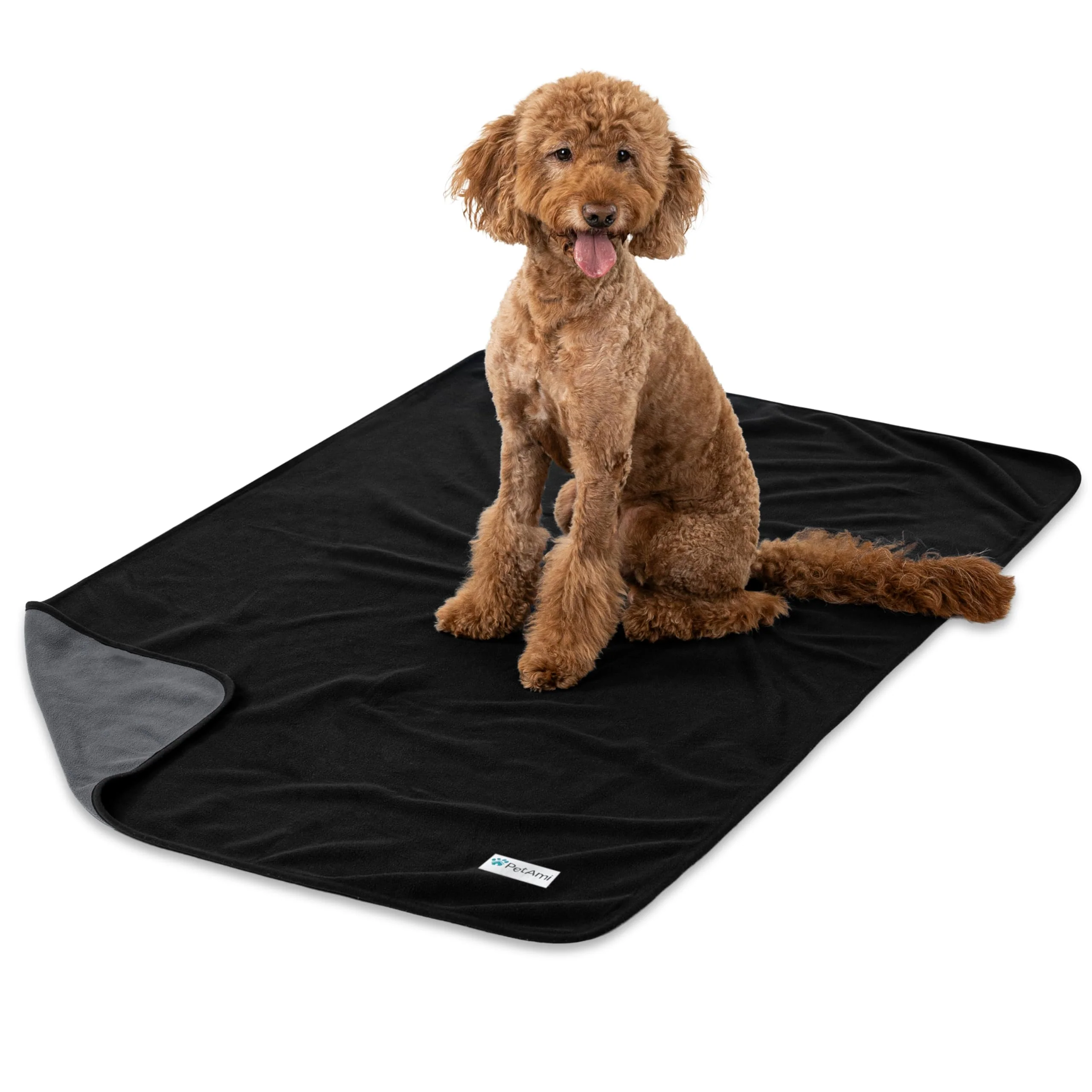 Premium PetAmi Waterproof Dog Blanket 40×60 – Reversible Fleece Couch Cover for Dogs Cats Black Gray High-Quality