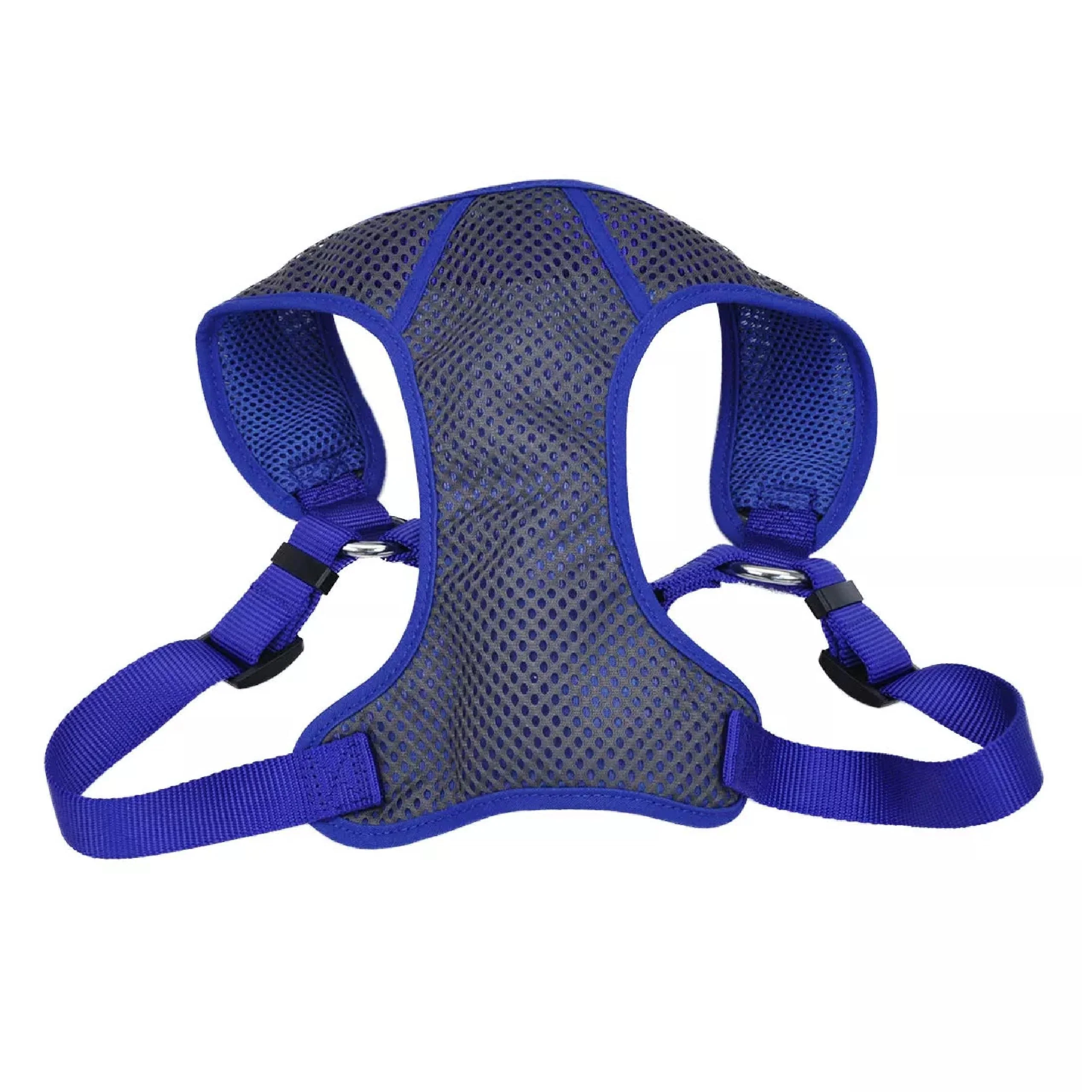 Lightweight Coastal Pet Comfort Soft Sport Wrap Harness – Adjustable Mesh Chest Pad Grey-Blue Fashionable