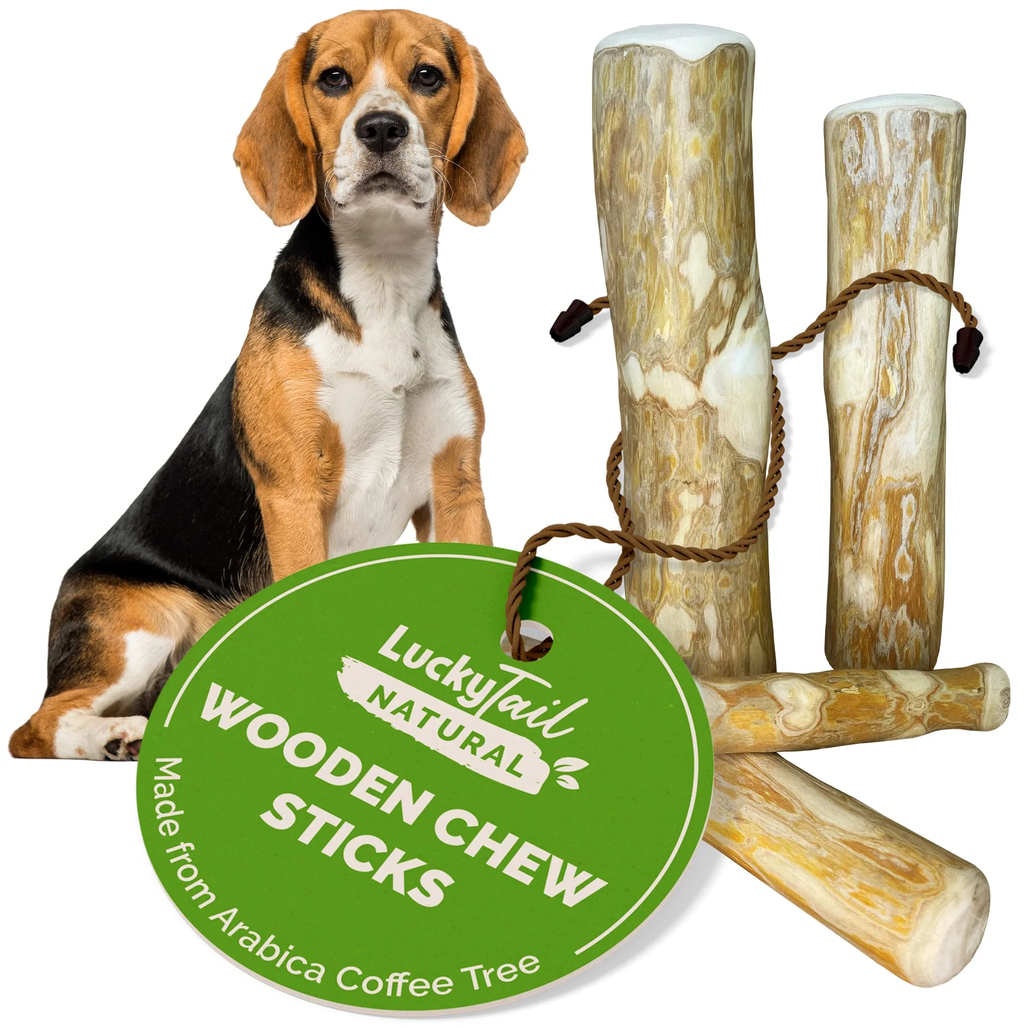 Elegant LUCKY TAIL Wooden Coffee Tree Dog Chew Stick – Medium 2 Count for Aggressive Chewers Prestigious