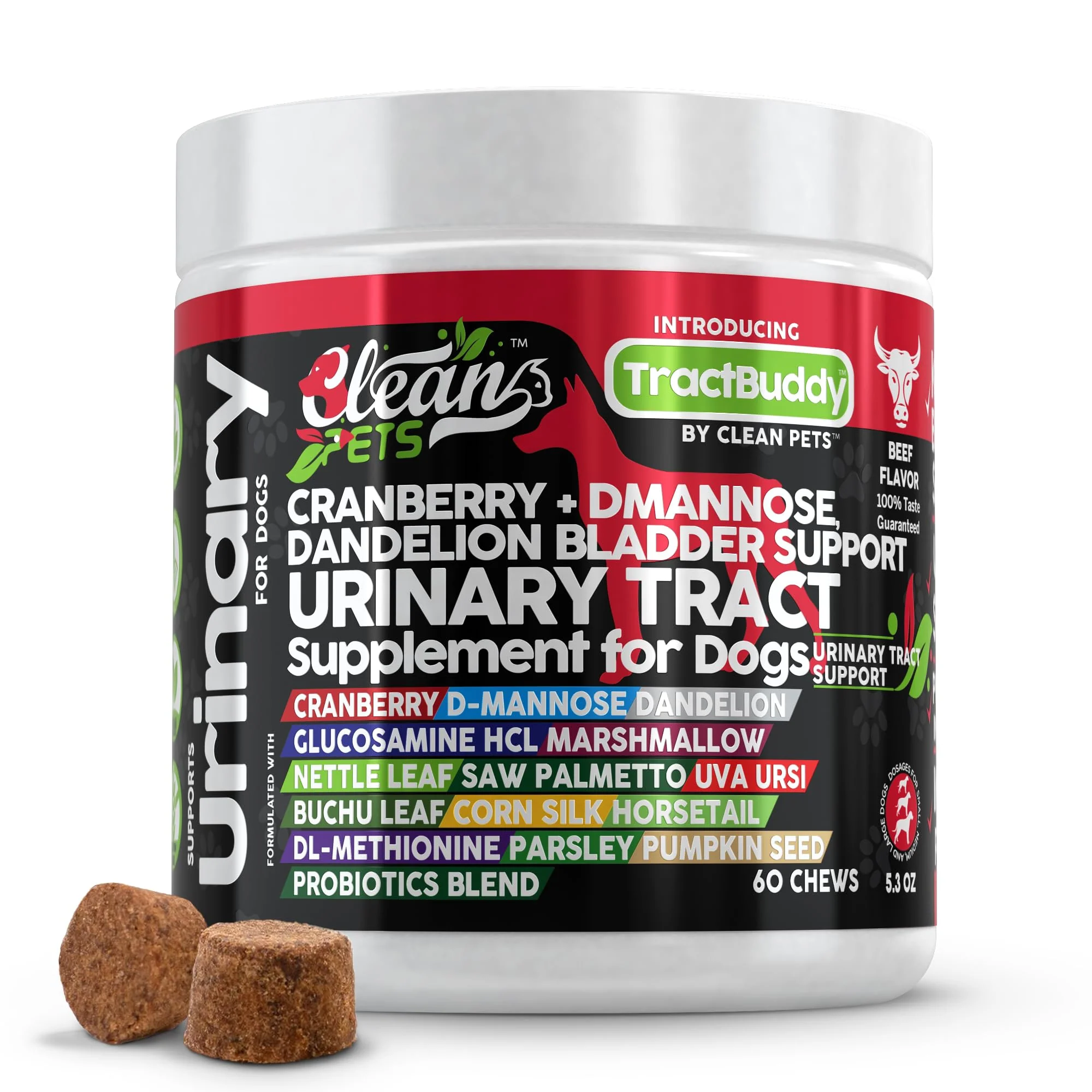 Advanced Clean Pets Cranberry for Dogs Urinary Tract Support D-Mannose Herbal Blend Healthy
