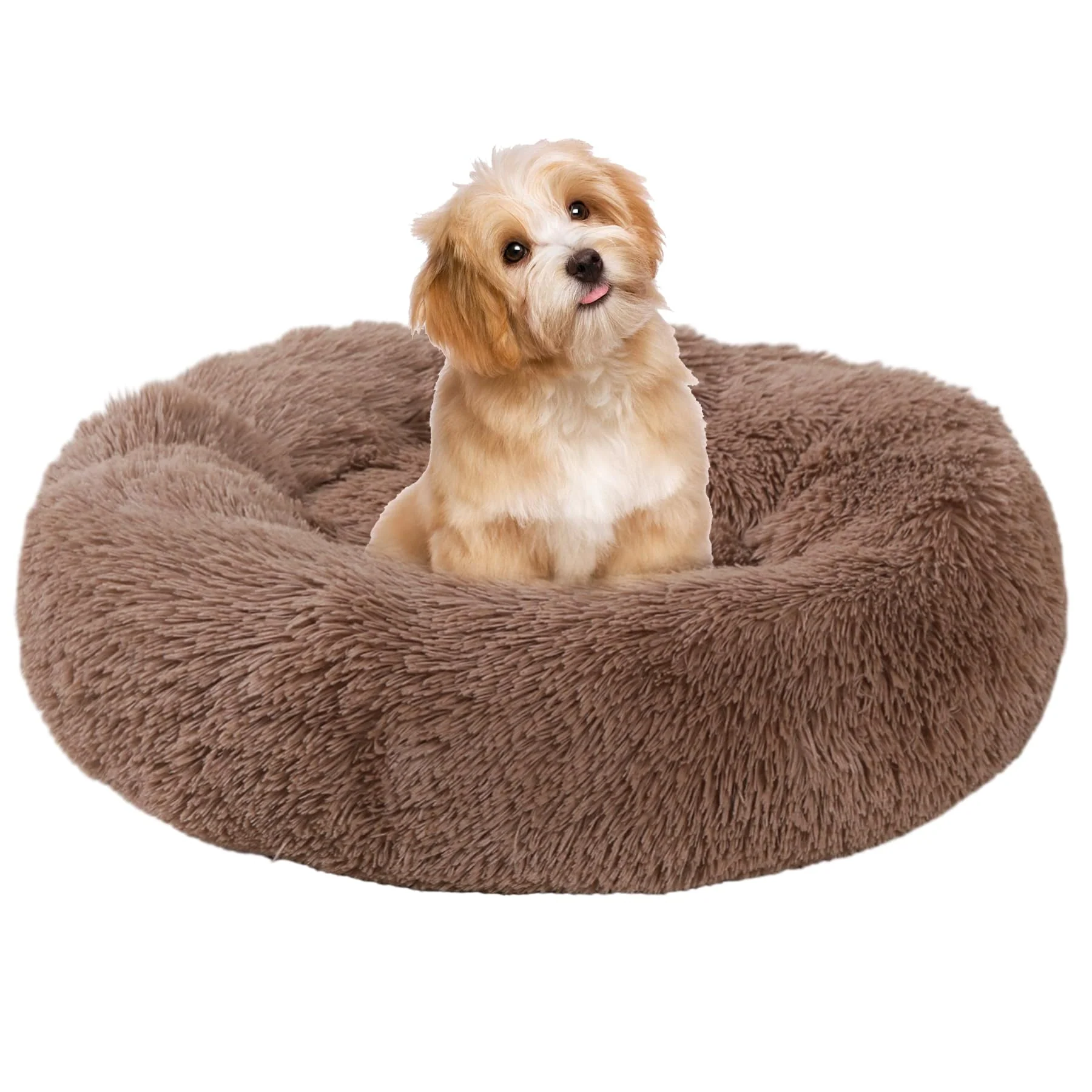 Powerful WgoogW Small Round Donut Pet Bed – Calming Plush Bed for Dogs Cats Up to 25 lbs Professional