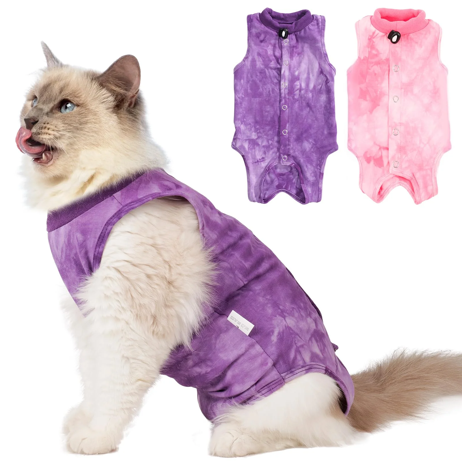 Relaxed Aiieim 2Pack Cat Surgery Recovery Suit for Post-Op Females – Pink Purple Size L First-Class