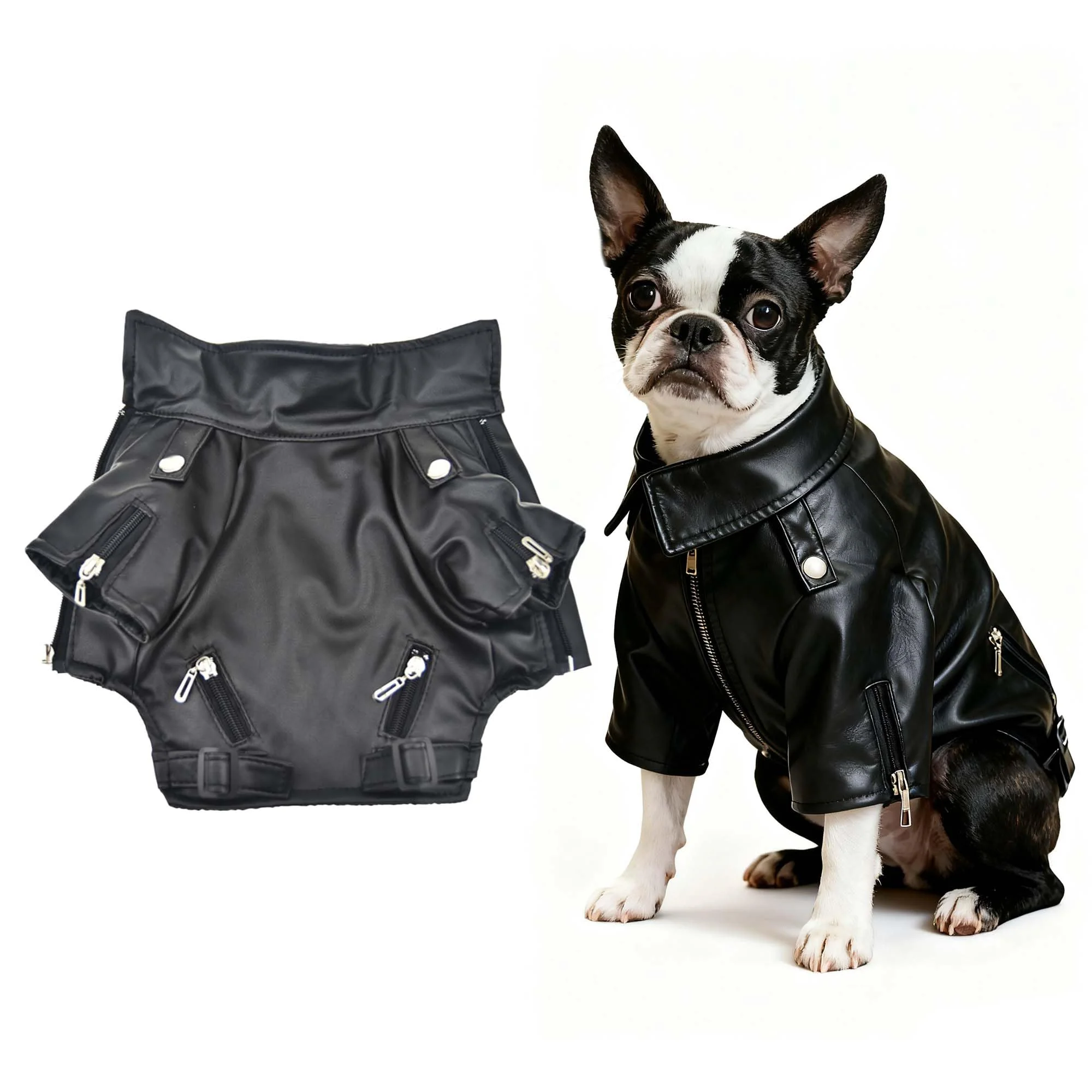 Luxury FLAdorepet Cool Dog Leather Jacket Coat Classic