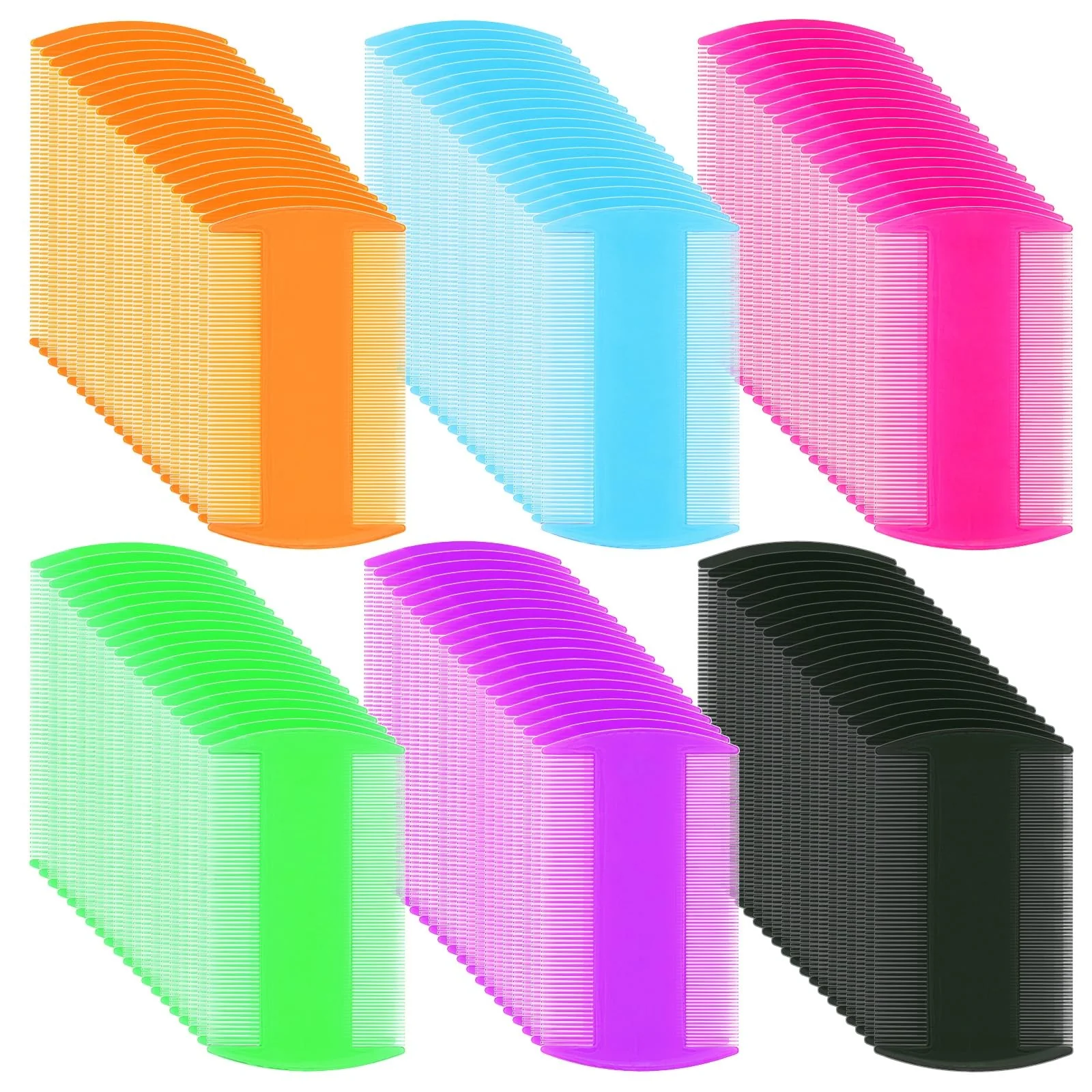 Practical Pumtus 120-Pack Plastic Flea Lice Comb Set Double-Sided Fine-Tooth Grooming for Cats Dogs Rabbits 6 Colors Recyclable