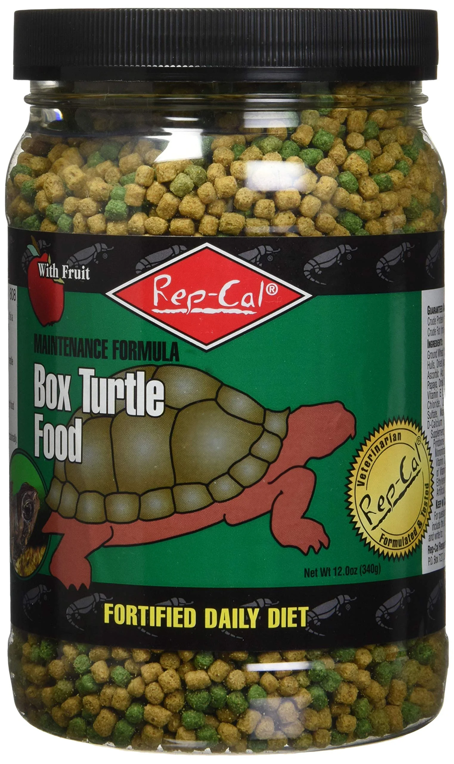 Genuine Rep-Cal Box Turtle Food 12oz Vet- Nutrition for Box Turtles Crafted