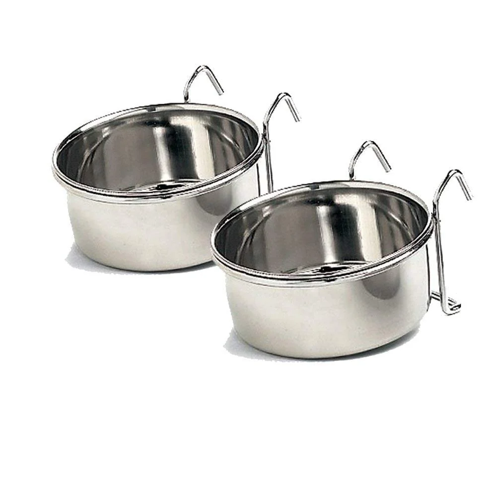 Fine Ethical Stainless Steel Coop Cup for Dog – 10-Ounce 2-Pack Spill- Crate Feeding Responsible