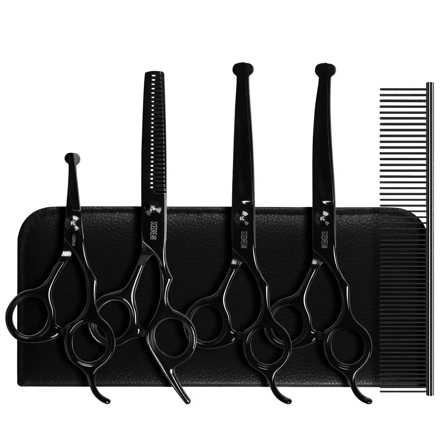 Detailed SCEDREAM Dog Grooming Scissors Kit – 6-in-1 Professional Pet Scissors Set with Safety Round Tips 4CR Stainless Steel Verified