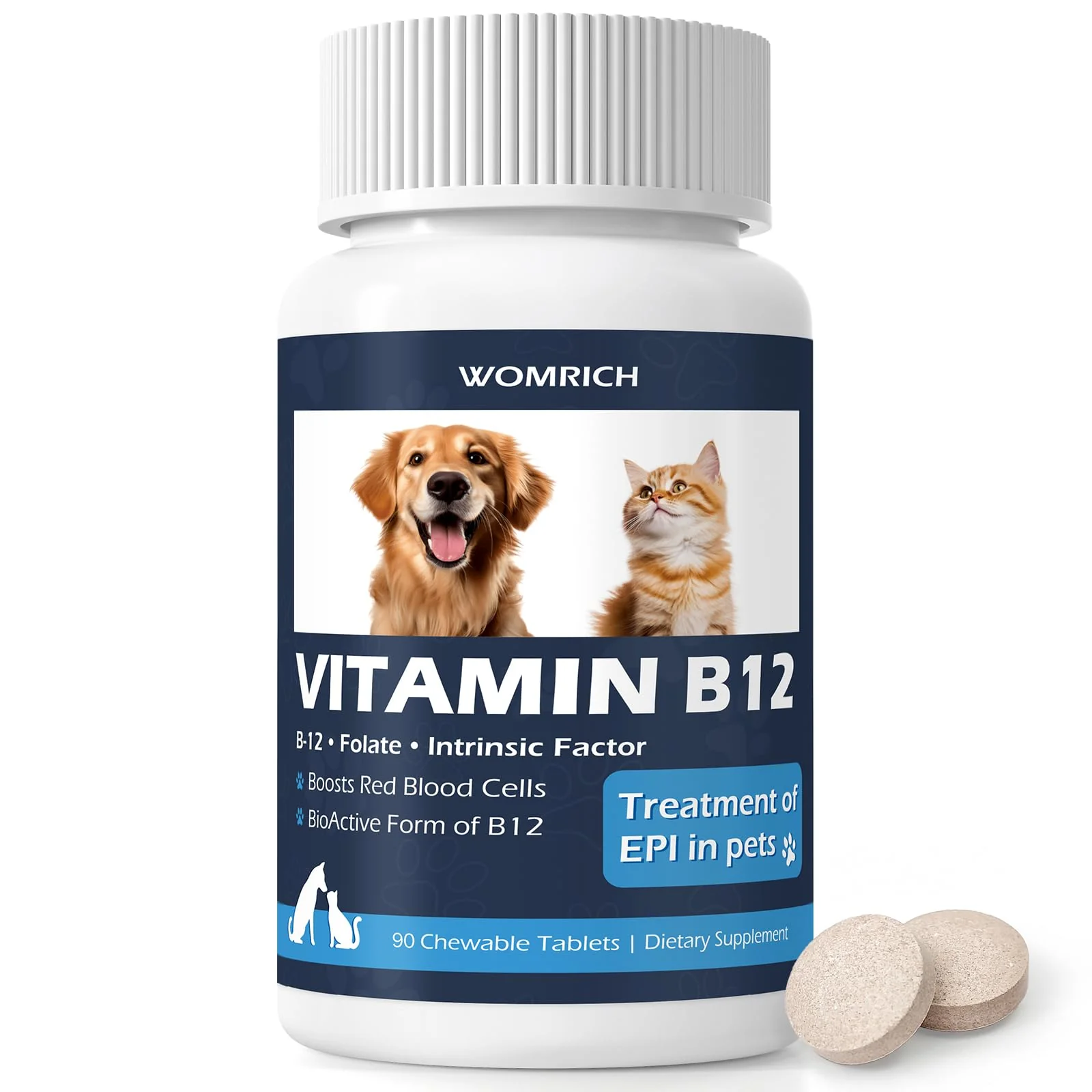 Practical WOMRICH Vitamin B12 Tablets for Cats Dogs – Appetite Stimulant 90 Tablets Safe