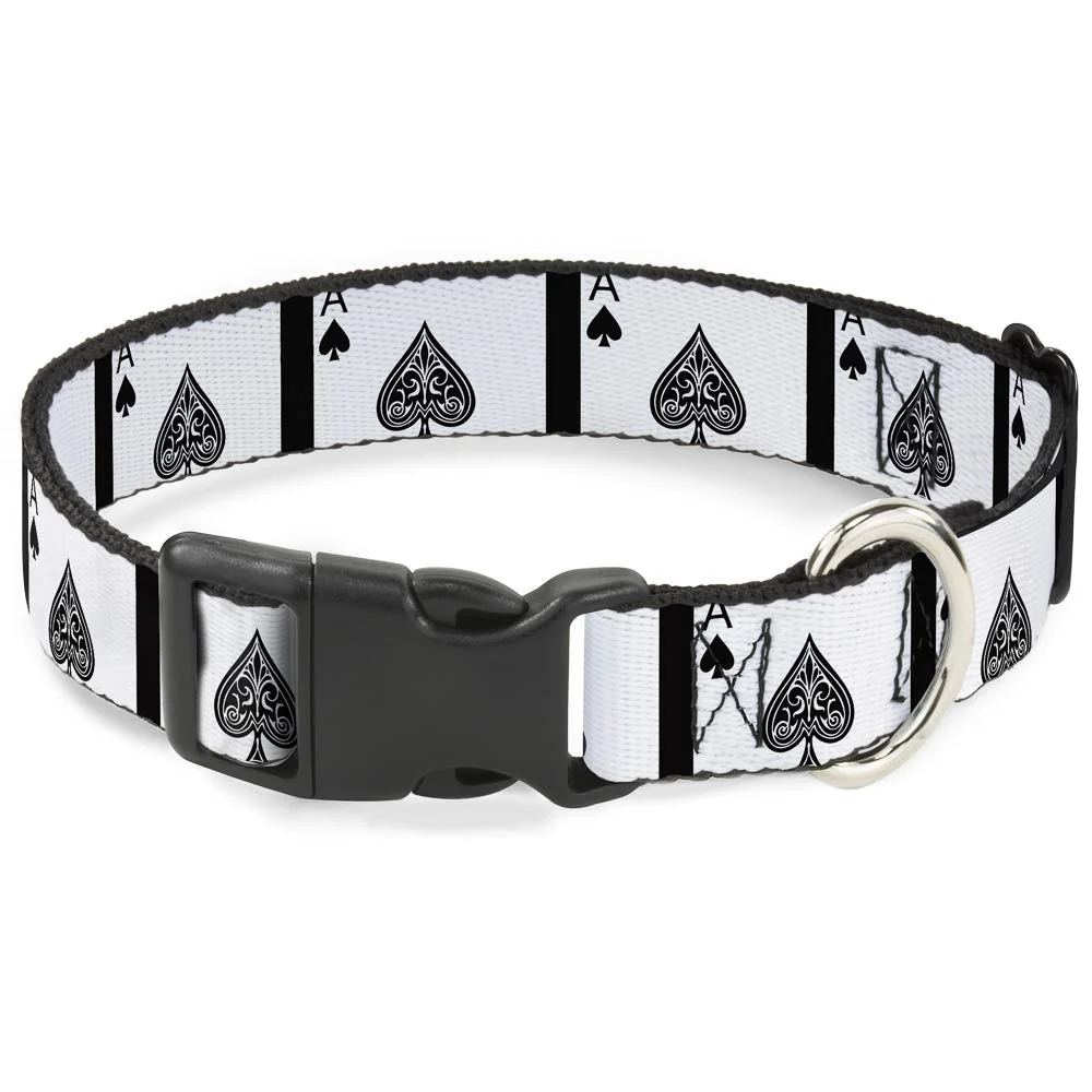 Secure Buckle-Down Ace of Spades 1 2 Inch Plastic Clip Collar – Small 6-9 Inch Neck Certified