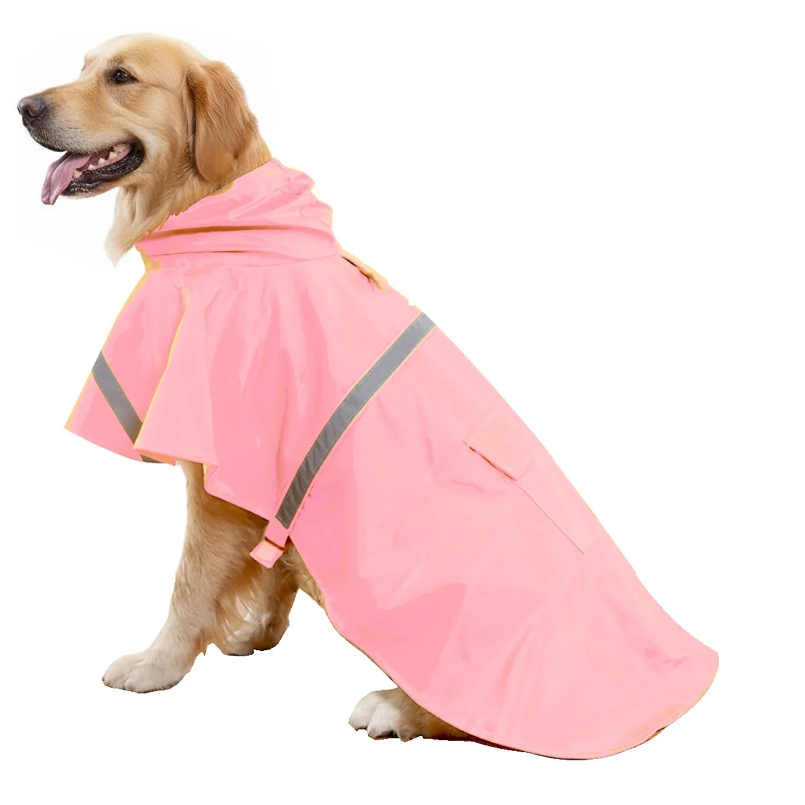 Fashionable HAPEE Dog Raincoat with Reflective Strips – Large Dogs D4 Pink 20 in Back Length Superior