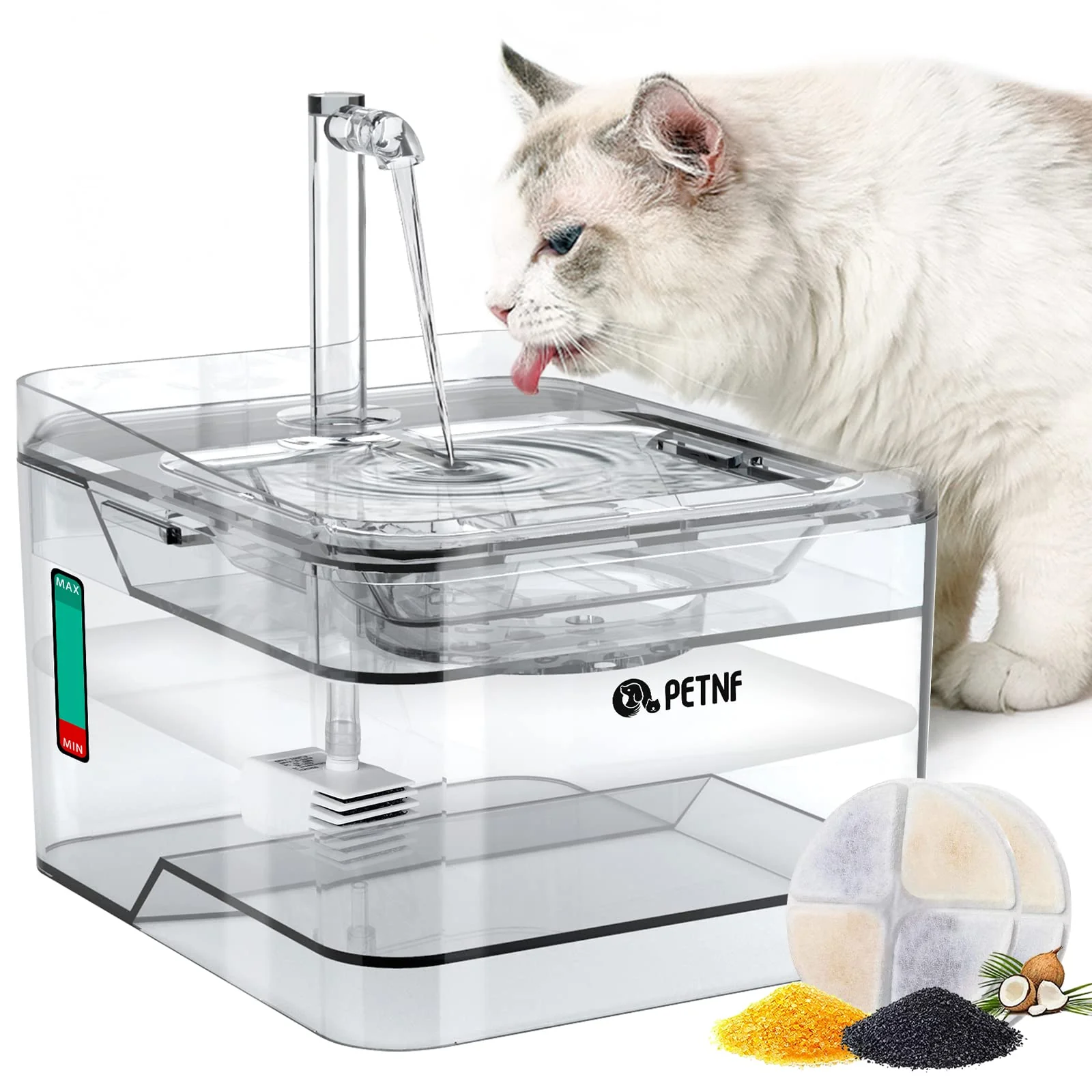 Reliable PETNF Transparent 3L Water Fountain for Cats Dogs — Quiet LED 3 Flow Modes Secure
