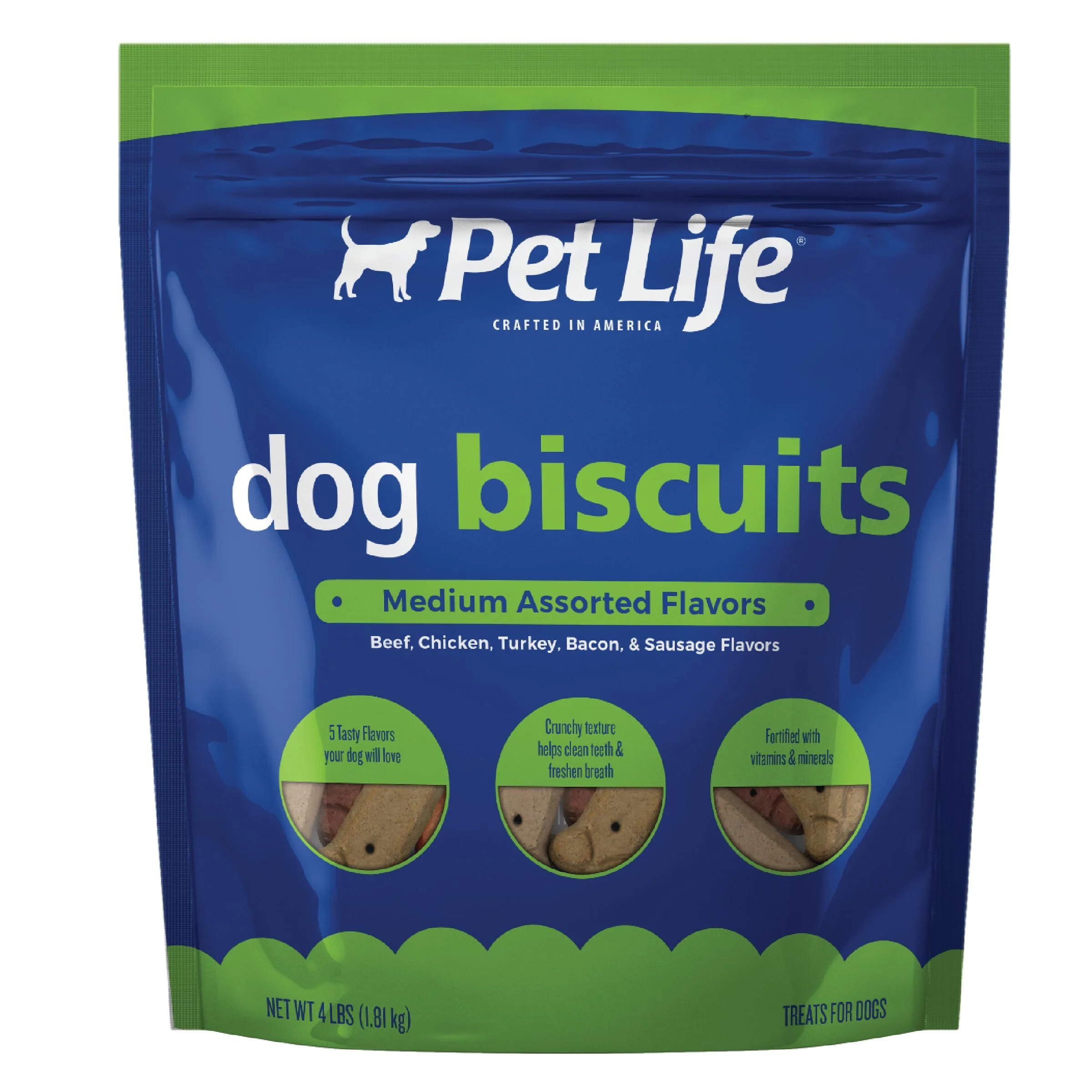 Selected Pet Life Medium Assorted Dog Biscuits 4lb Crunchy Fortified USA-Made Treats High-Grade