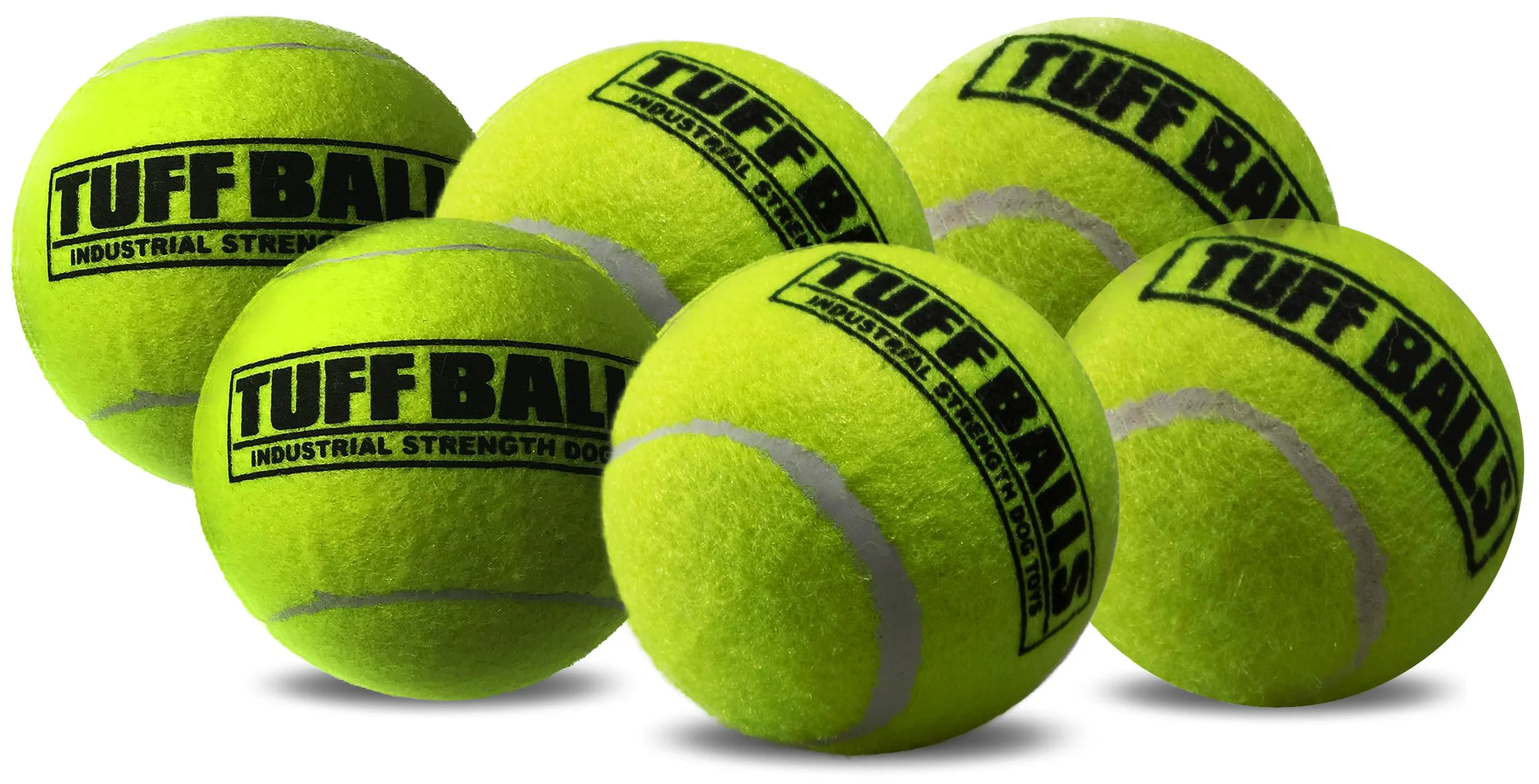 Next-Generation PetSport Yellow Tuff Ball — Medium 2.5 Inch Durable Non-Toxic Tennis Balls for Dogs Pack of 6 Genuine