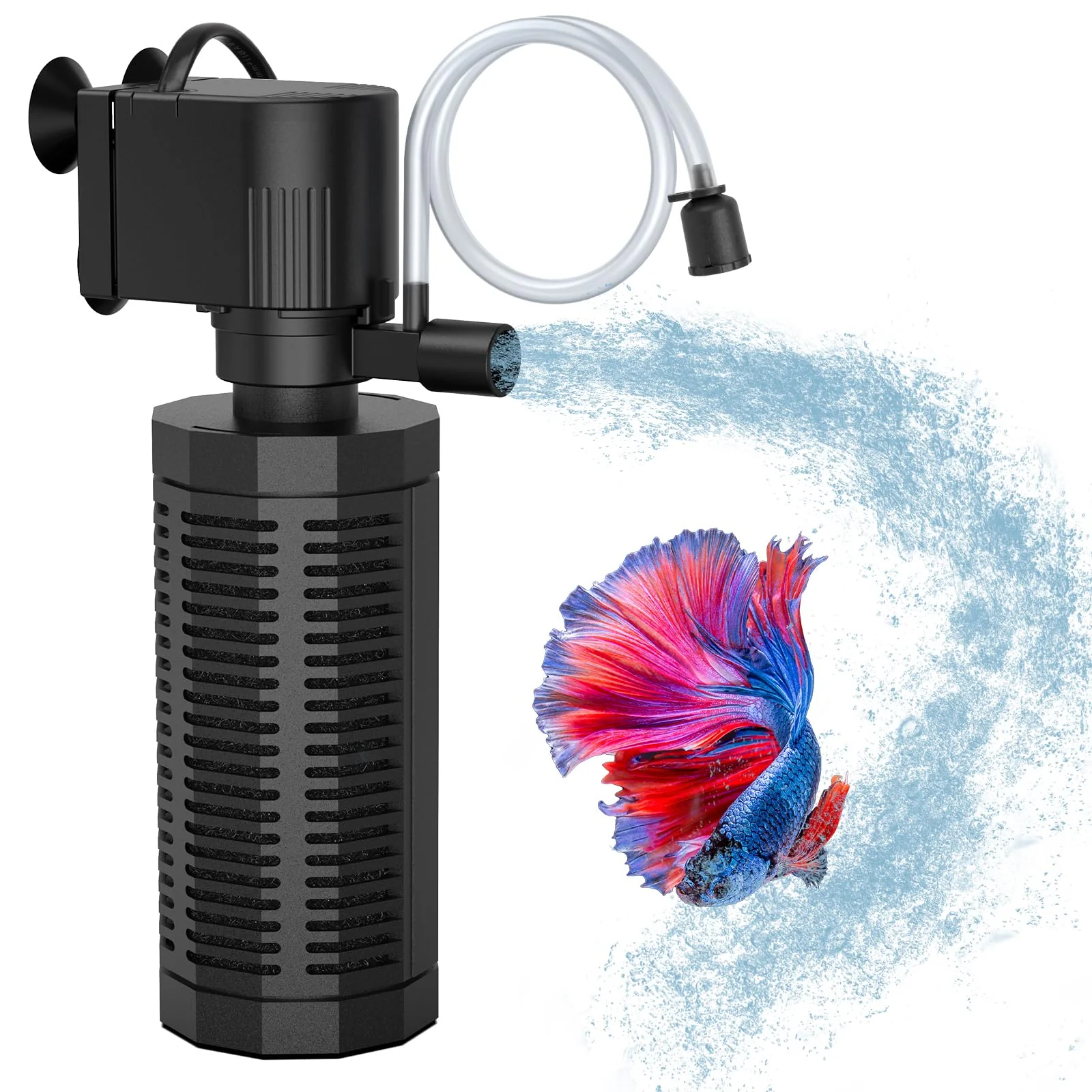 Enhanced OQTTNEO Aquarium Internal Filter 20-50 Gallons Ultra-Quiet 320GPH Submersible Biochemical Filtration Reliable