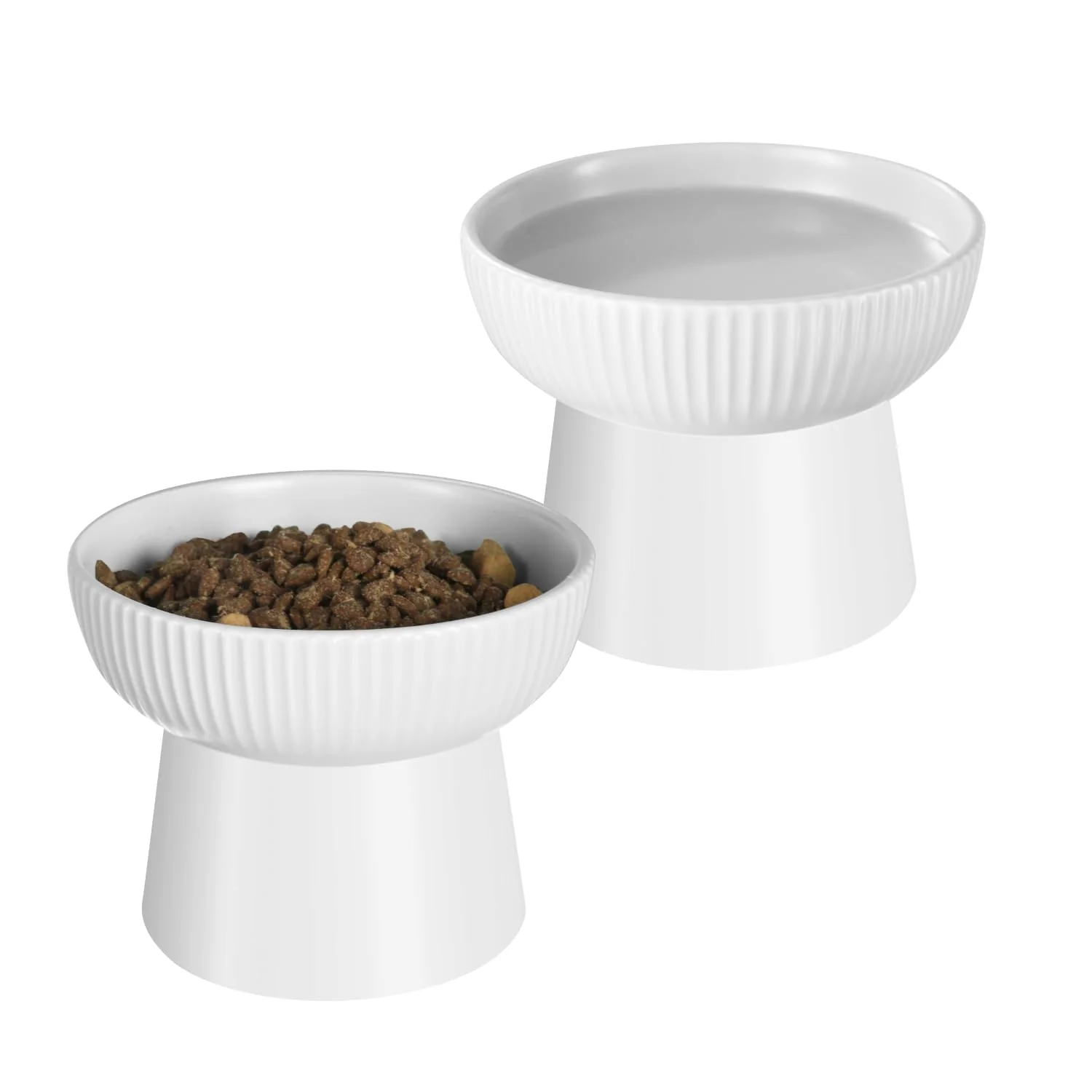 Refined Pin Forest Ceramic d Cat Bowls – 15° Tilt Anti-Vomiting Whisker Fatigue Relief White Smart