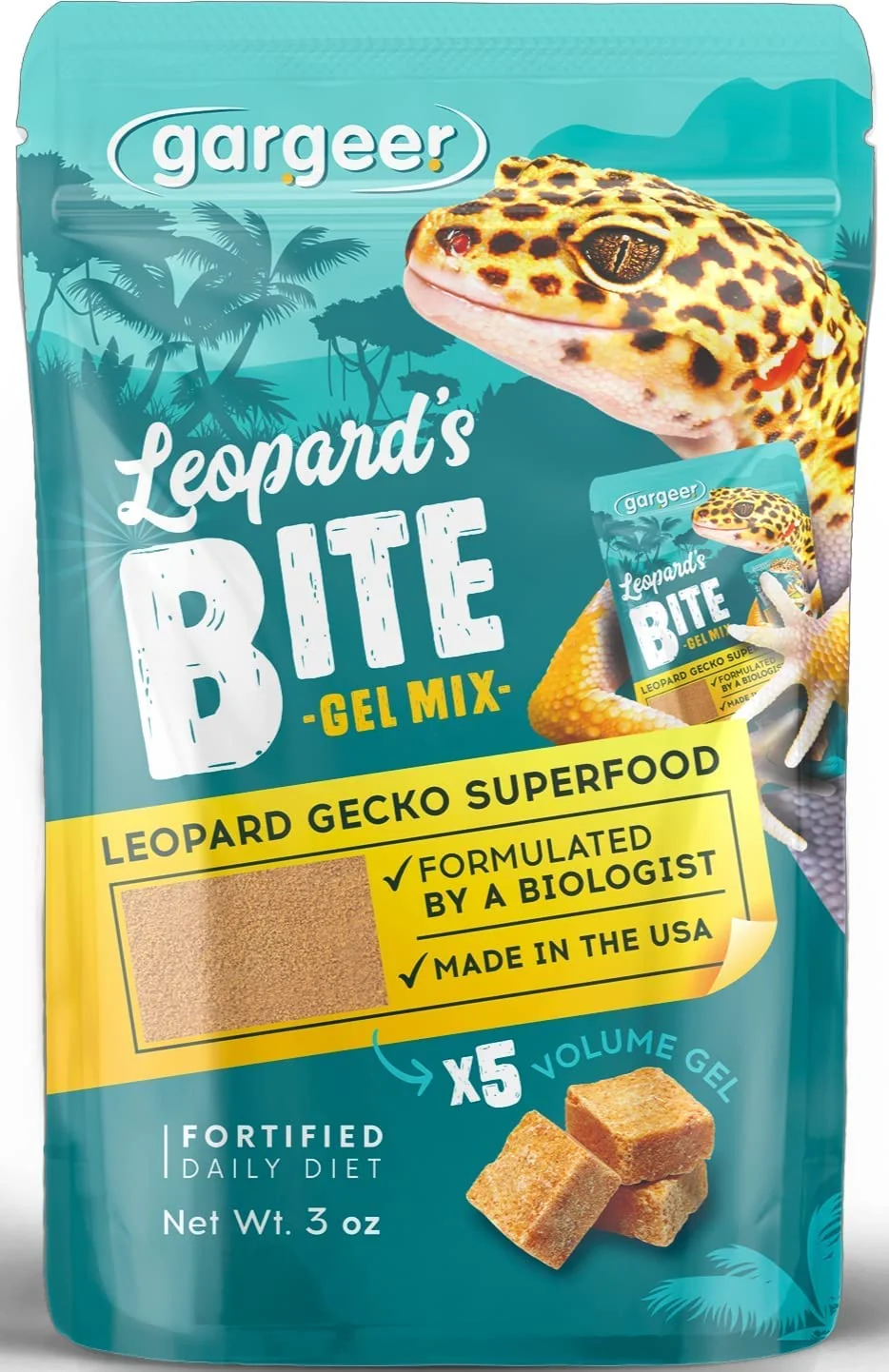 Optimized Gargeer Leopard Gecko Food 3oz Gel Diet – Complete USA Made Premium Nutrition Eco-Friendly