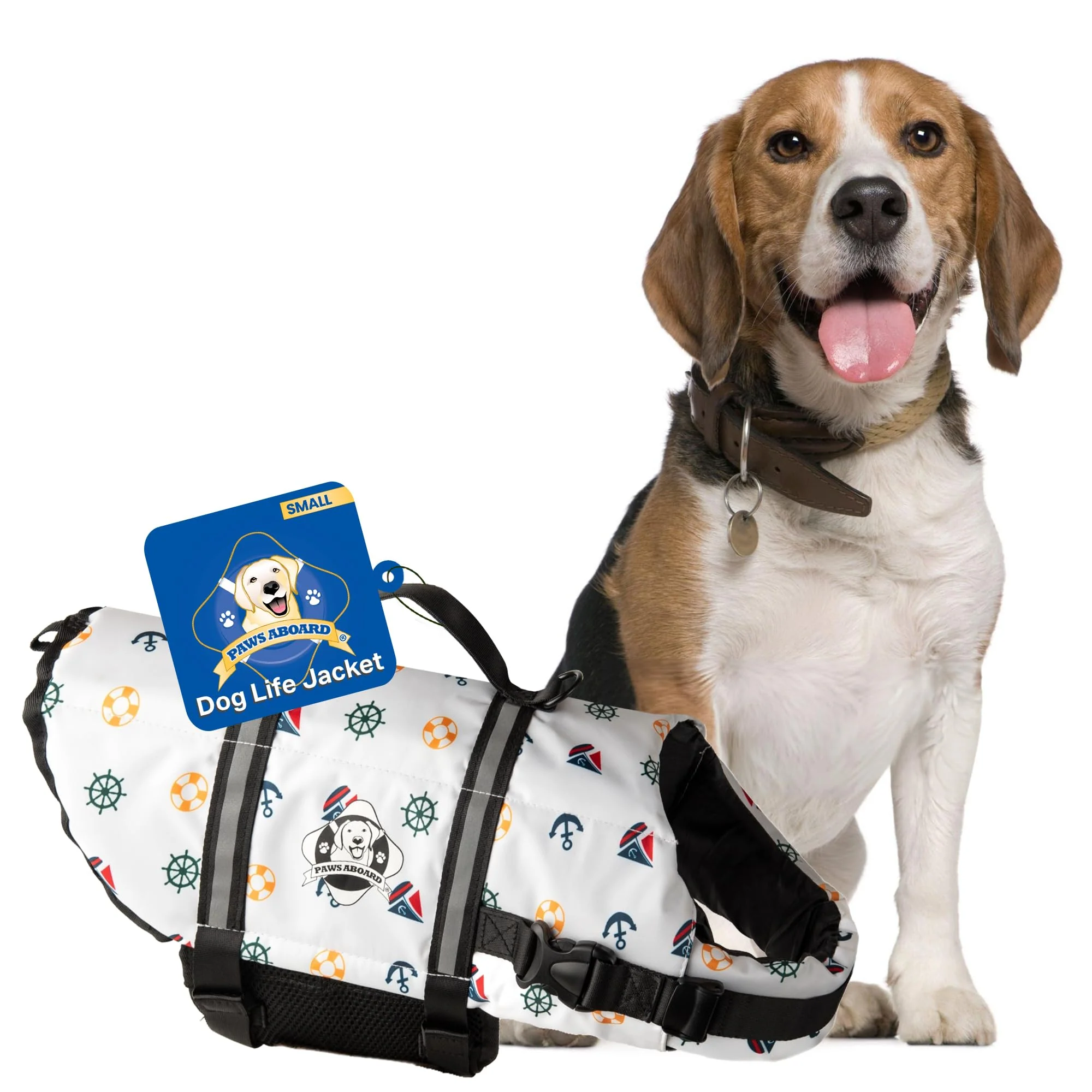 Durable Paws Aboard Dog Life Jacket – Adjustable Reflective Swimming Vest for Dogs Nautical XX-Small to XL Safe Comfortable Water Wear Innovative