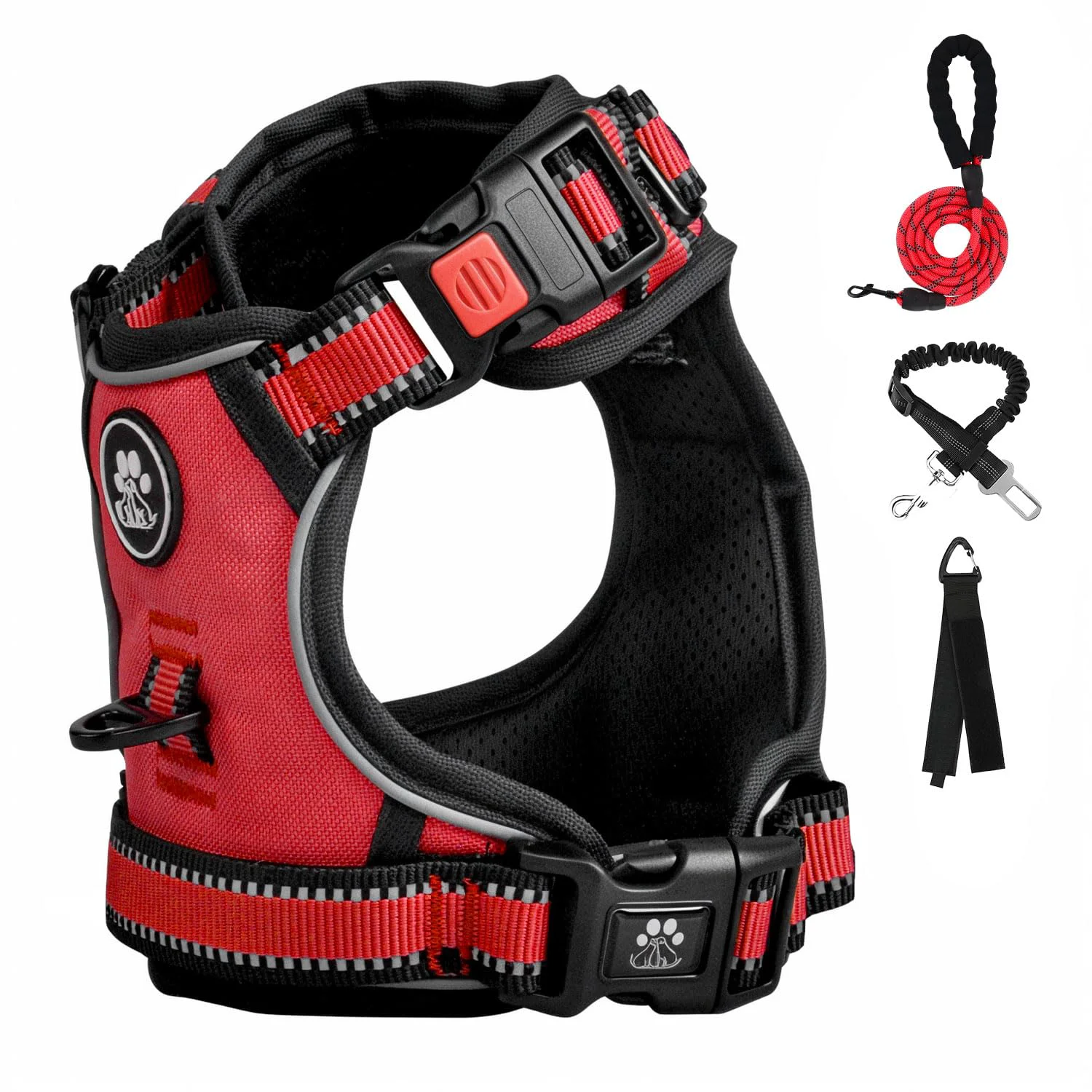 Solid FURRYFECTION Dog Harness No-Pull Reflective Oxford Padded Handle Red XL Next-Generation