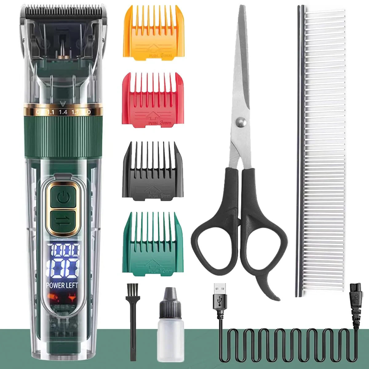 Expertly Made JAVENYIMAN Dog Hair Clippers Kit with LED Display – Low Noise IPX7 Waterproof Contemporary