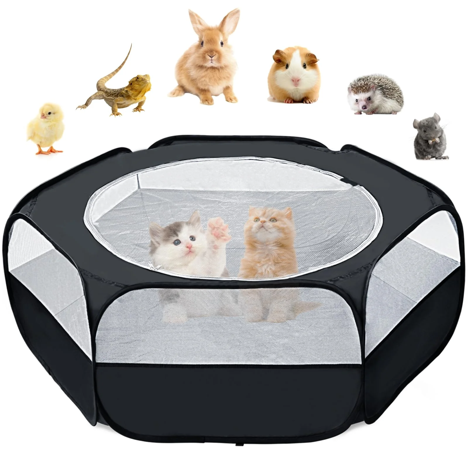 Premium XIRGS Small Animal Playpen with Cover Portable Pop-Up Pet Enclosure for Rabbits Guinea Pigs More Comfortable
