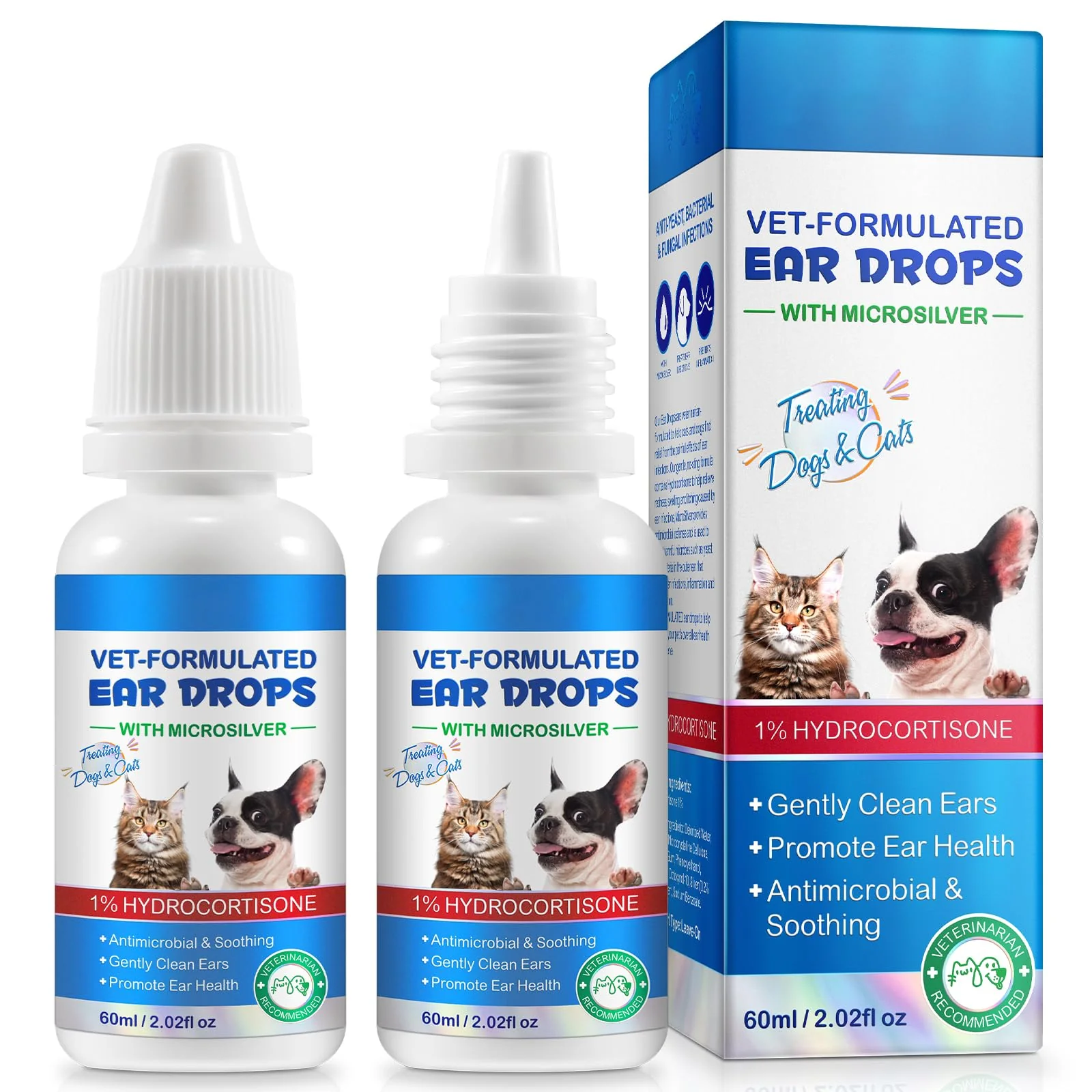 Sustainable NenMaoKeNu 2 Pack Ear Infection Drops for Cats Dogs — Soothe Itching Clean Ears Natural