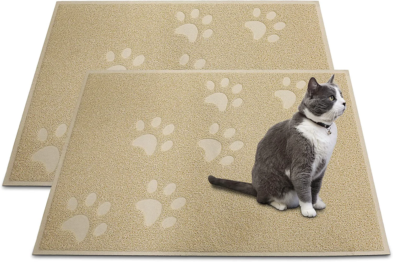 Versatile Andalus Large Cat Litter Mat Pack of 2 – Waterproof Non-Slip Easy-Clean Litter-Trapping Mats Beige 30 x 18 Unique
