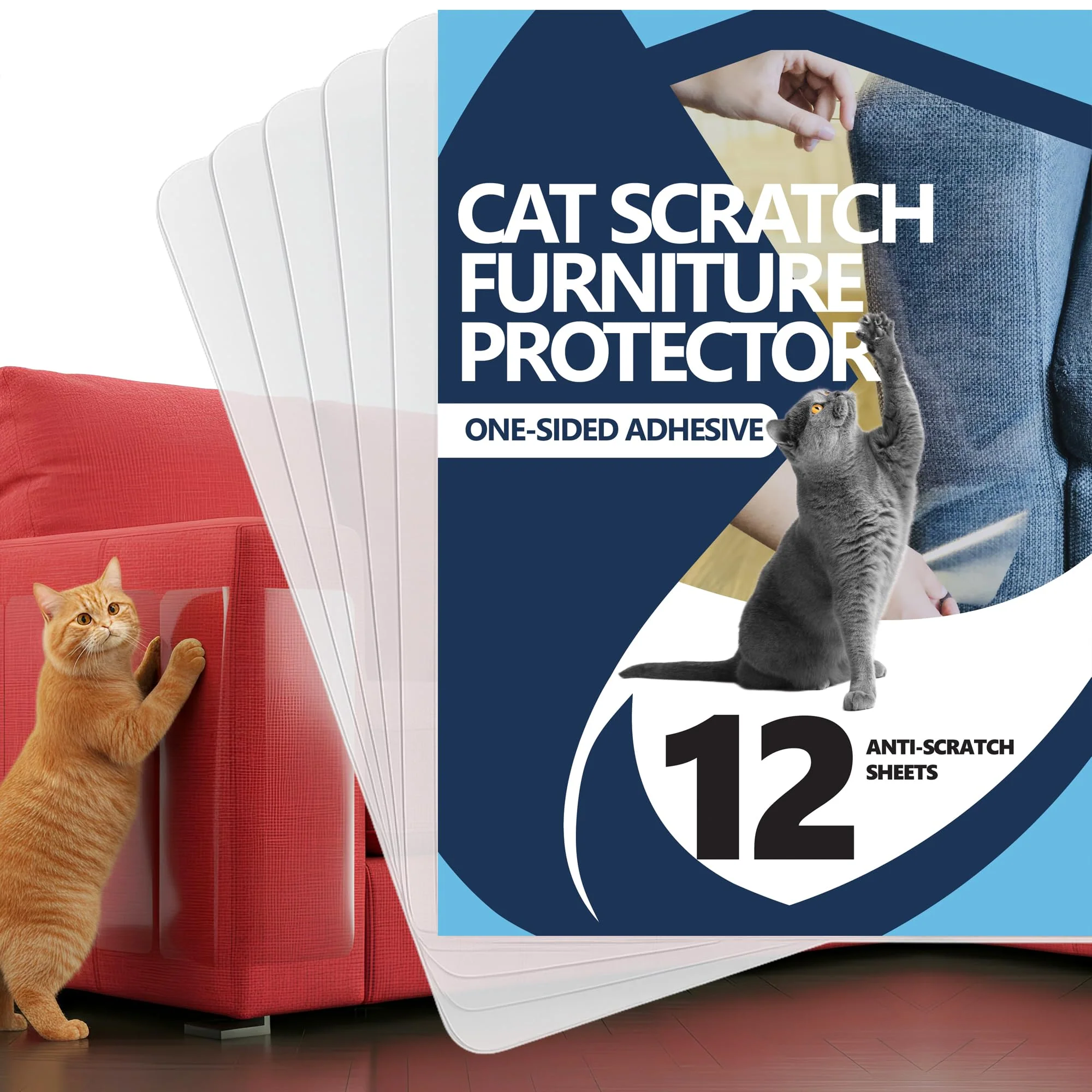High-End Sleek Guards Furniture Protector from Cats — 12-Pack Anti-Scratch Tape Cat Scratch Deterrent Luxury