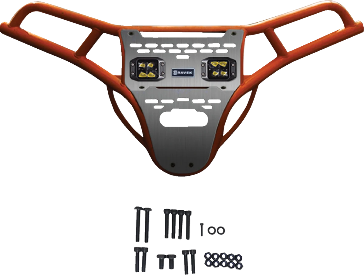 Clean RAVEK Front Bumper Skid Plate with Amber Lights – Orange – RZR XP 1000 64-317ORLA Casual