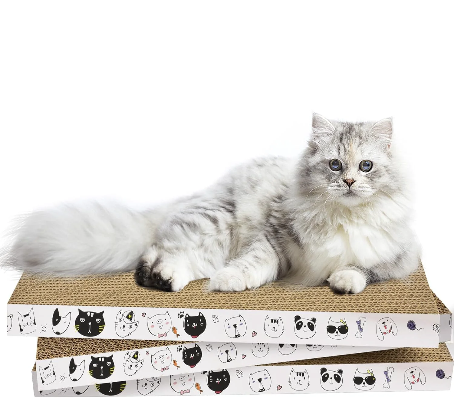 Efficient AccEncyc 3 Pack Cardboard Cat Scratcher Refill – Dual-Sided 16.5 x 8 x 1 in Indoor Cat Scratch Pads Minimalist