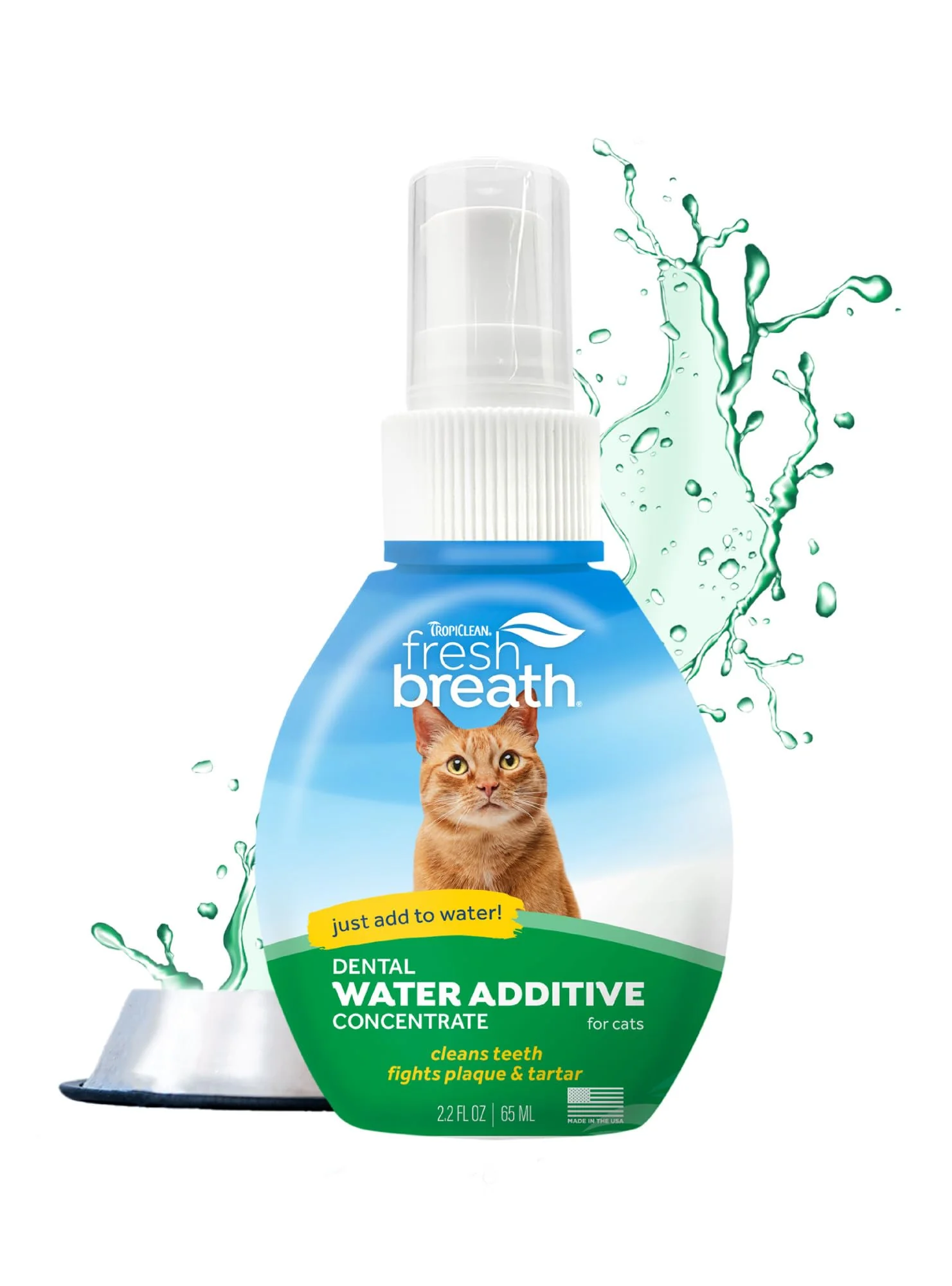 Fine Crafted TropiClean Fresh Breath Drops for Cats – Travel Size 2.2 oz Water Additive Made in USA Advanced