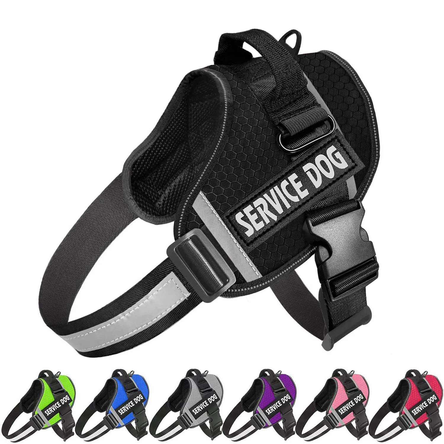 Fashionable JSXD Dog Harness No-Pull with Handle Adjustable Reflective Nylon Vest for Dogs Contemporary
