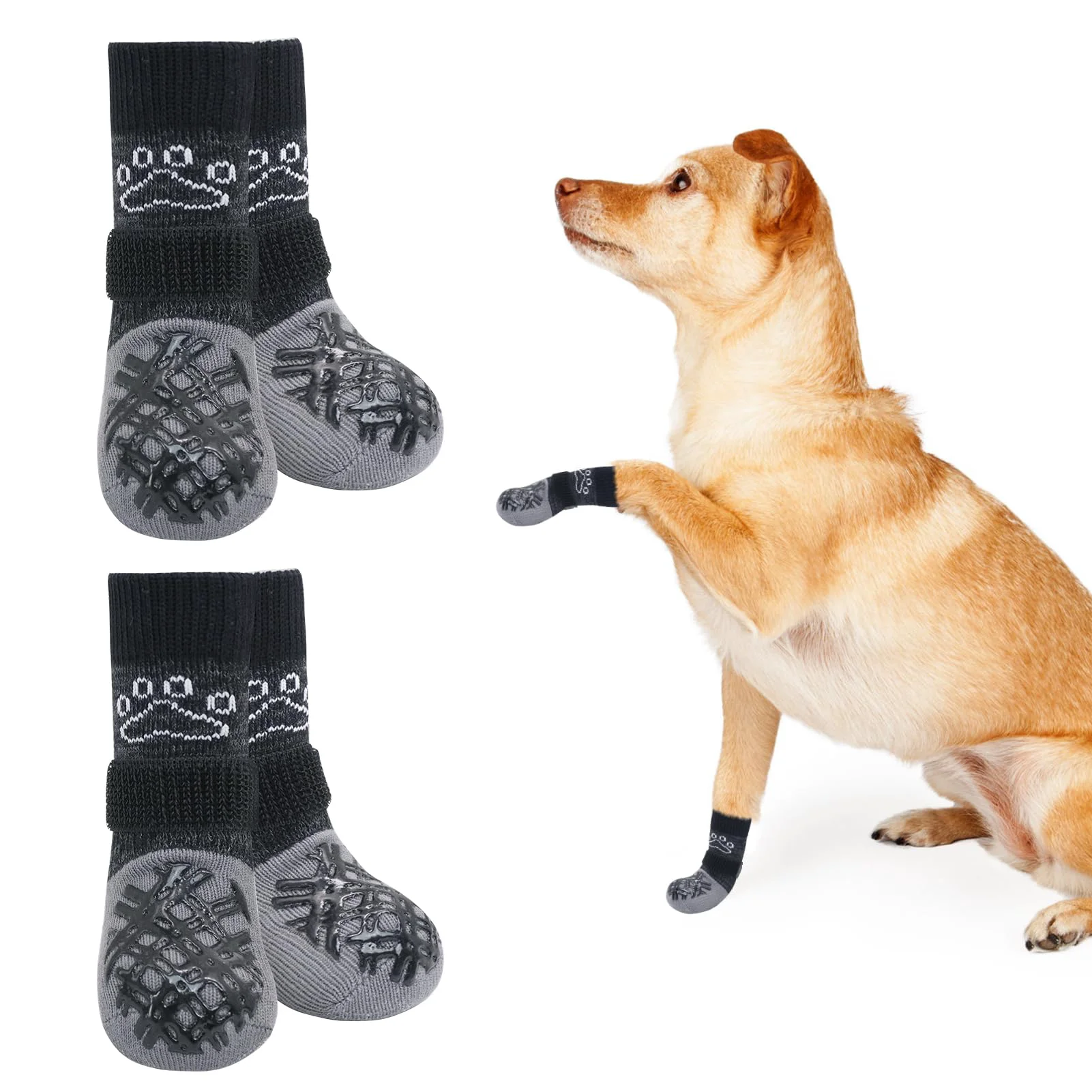 Official BEAUTYZOO Dog Socks – Non-Slip Paw Protectors for Traction Indoor Protection 4-Pack Environmentally Friendly