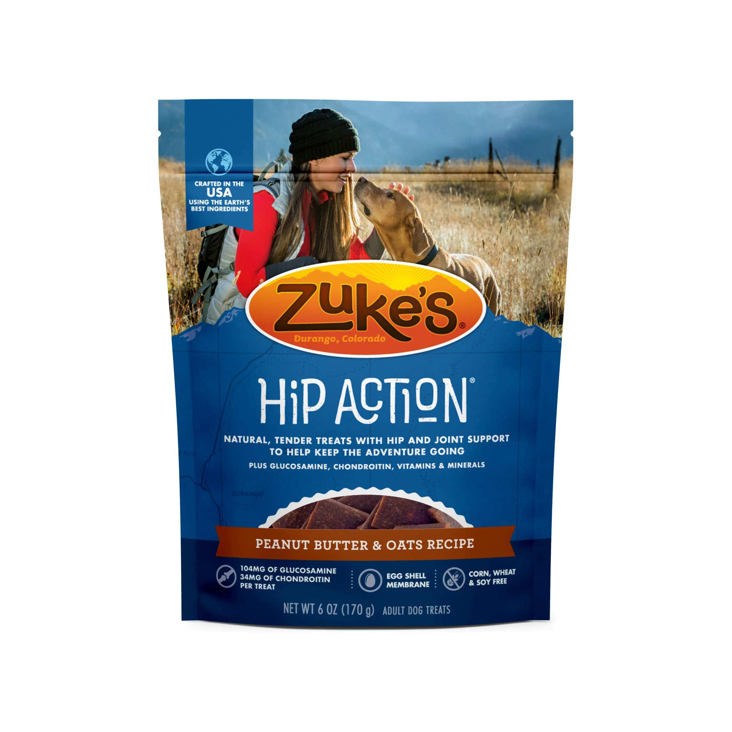 Refined Zuke’s Hip Action Hip Joint Dog Treats – Soft Chewy Peanut Butter Oats 6 oz USA Made Pure