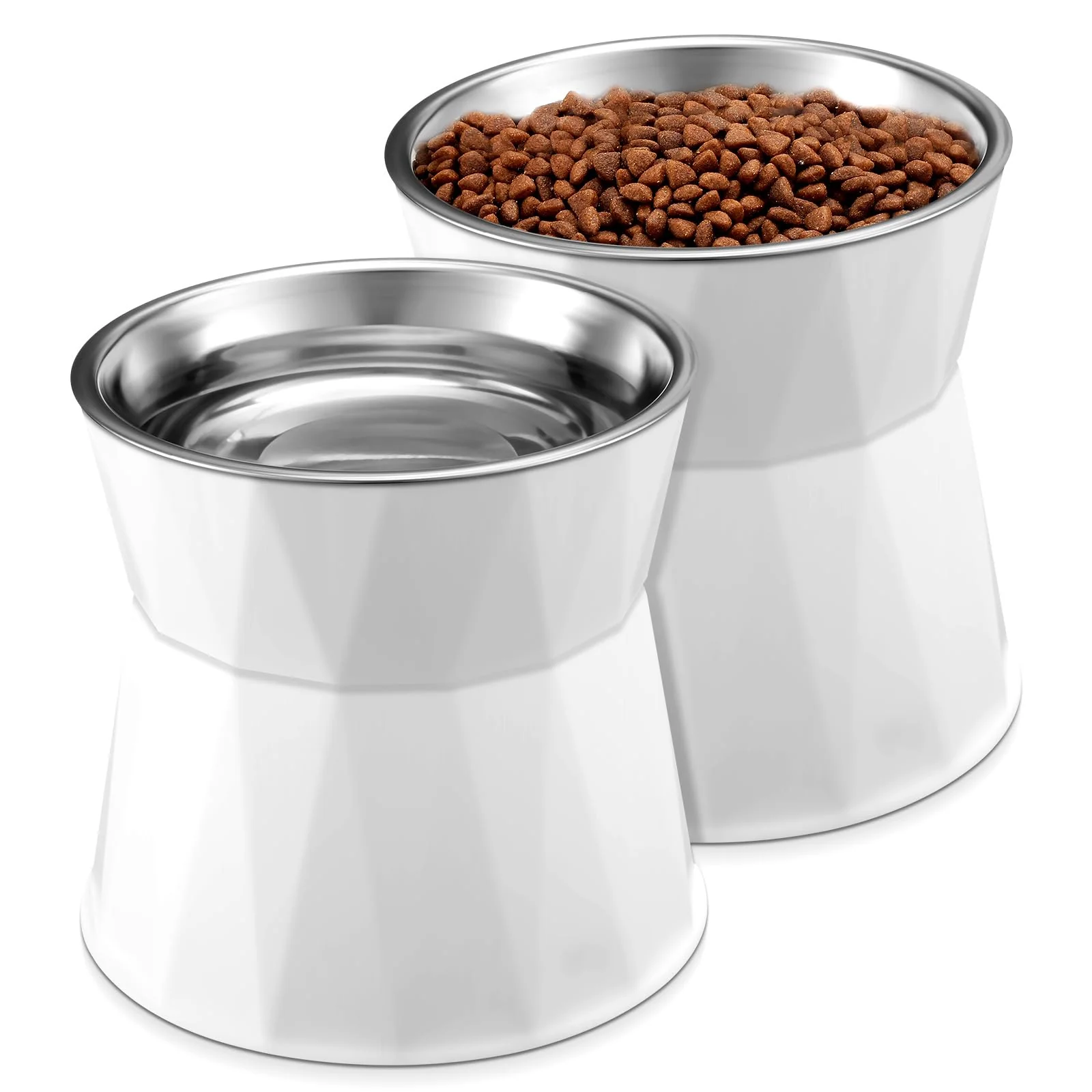 Stylish Lallisa 2 Pcs d Cat Bowls — Adjustable Raised Cat Feeder with Non-Slip Stainless Steel Bowls Convenient
